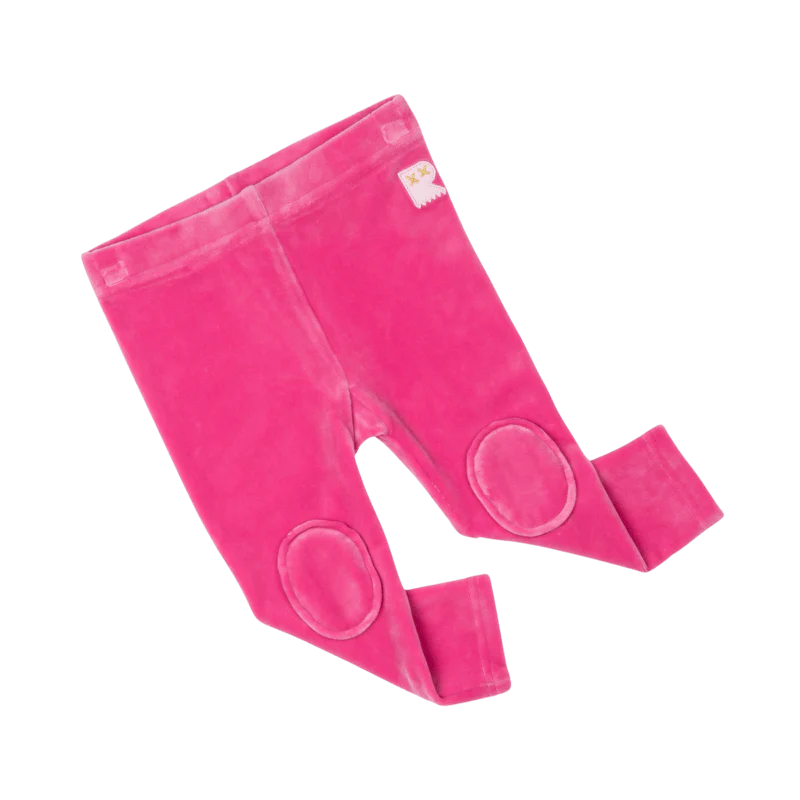 Rock Your Baby Pink Velvet Baby Knee Patch Tights - Image 2