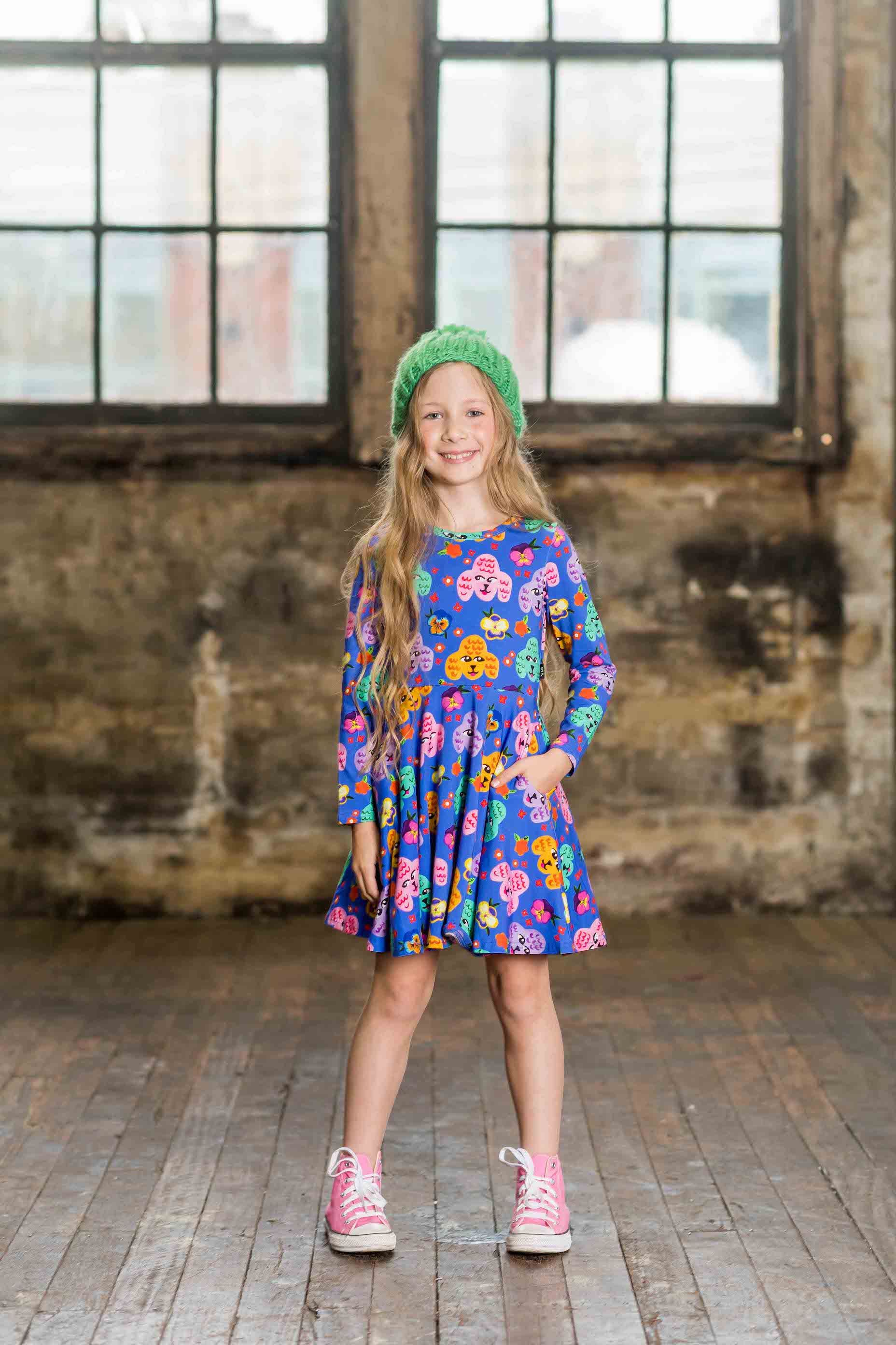 Rock Your Baby Poodles Long Sleeve Waisted Dress - Image 2