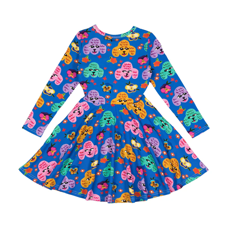 Rock Your Baby Poodles Long Sleeve Waisted Dress - Image 3