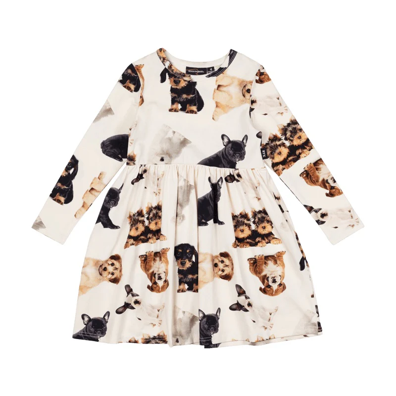 Rock Your Baby Puppies Long Sleeve Dress