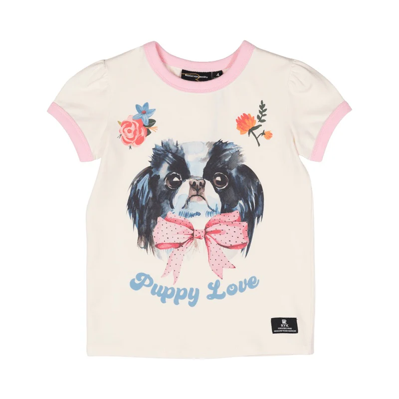 Rock Your Baby Puppy Love Short Sleeve Ringer T-Shirt
