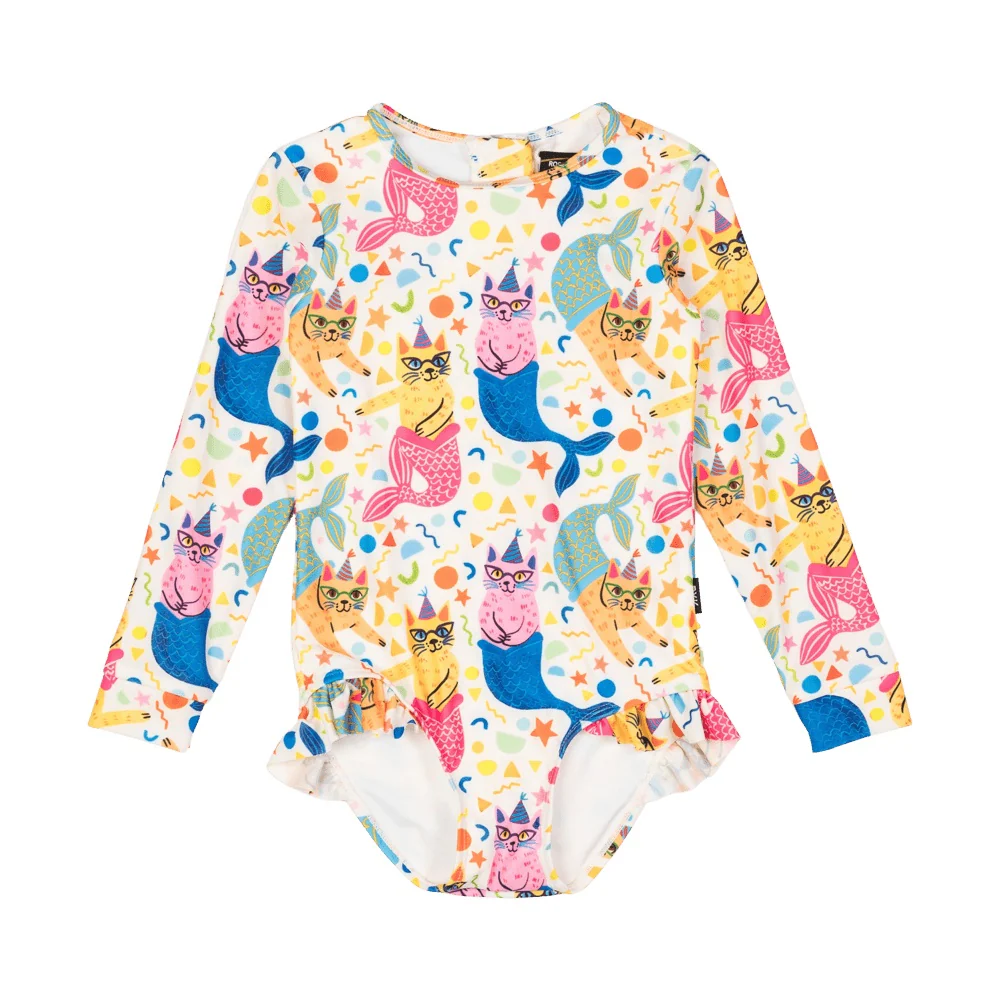 Rock Your Baby Purrmaids Long Sleeve Rashie One-Piece Swim