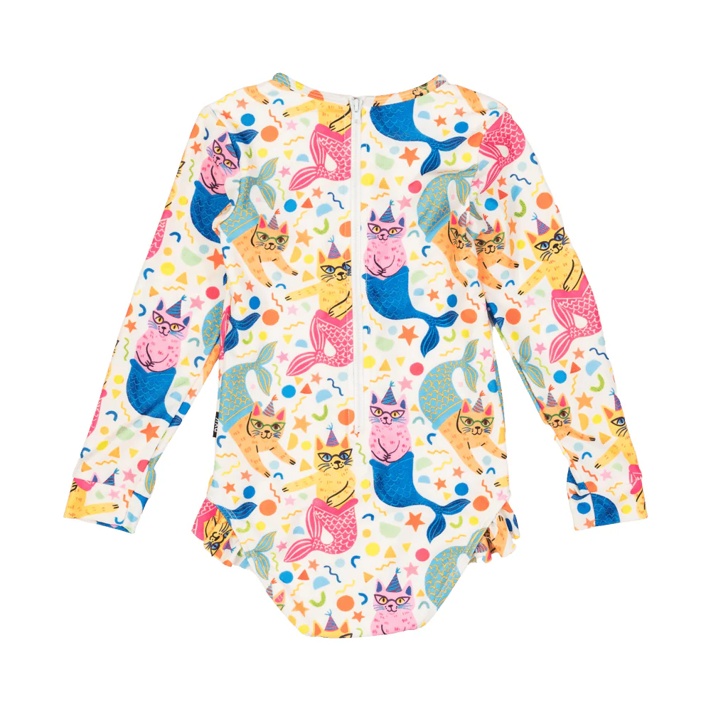 Rock Your Baby Purrmaids Long Sleeve Rashie One-Piece Swim - Image 3