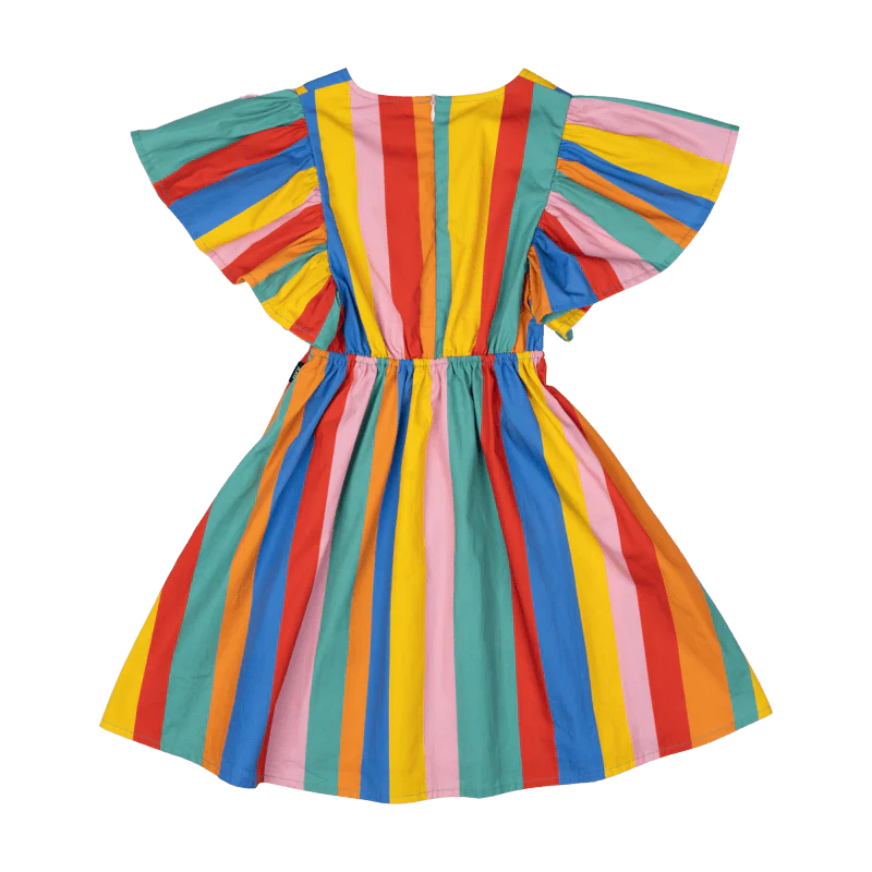Rock Your Baby Rainbow Stripes Angel Wing Dress - Image 3