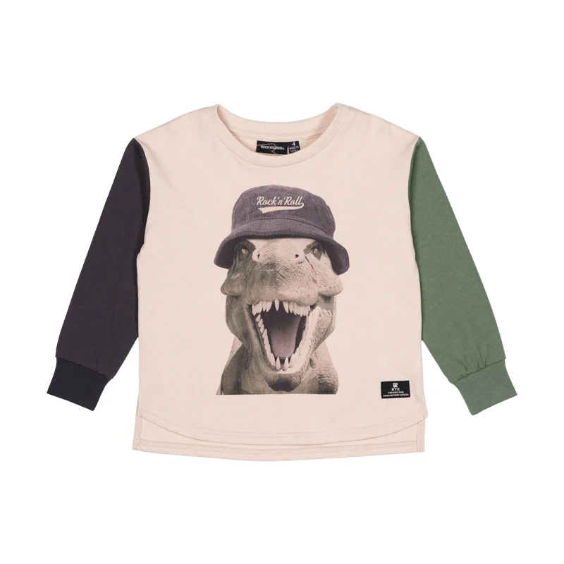 Rock Your Baby Rock N Roll Rex Long Sleeve T-Shirt Boxy Fit