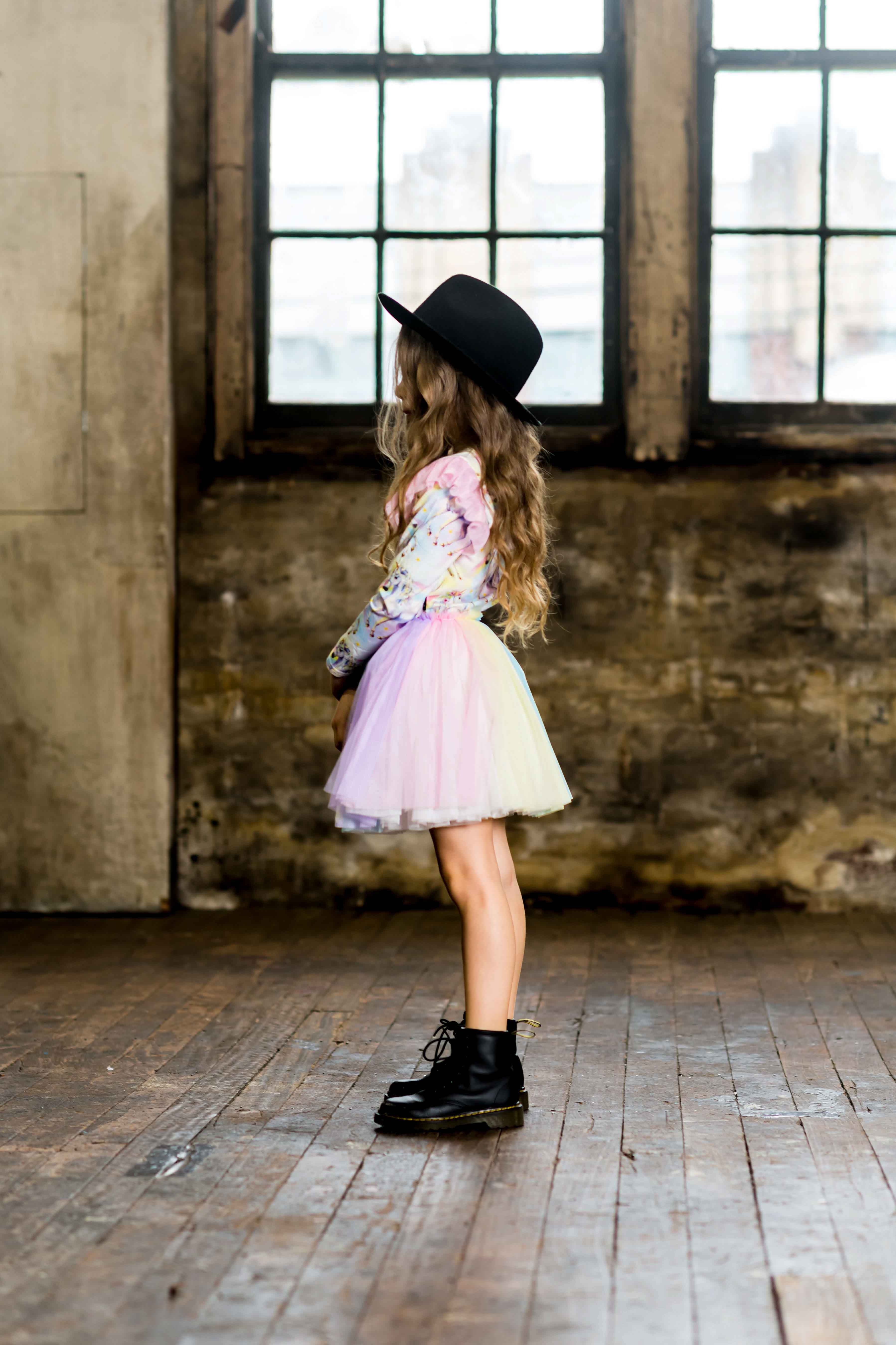 Rock Your Baby Sorbet Unicorn Long Sleeve Circus Dress With Shoulder Frills - Image 4