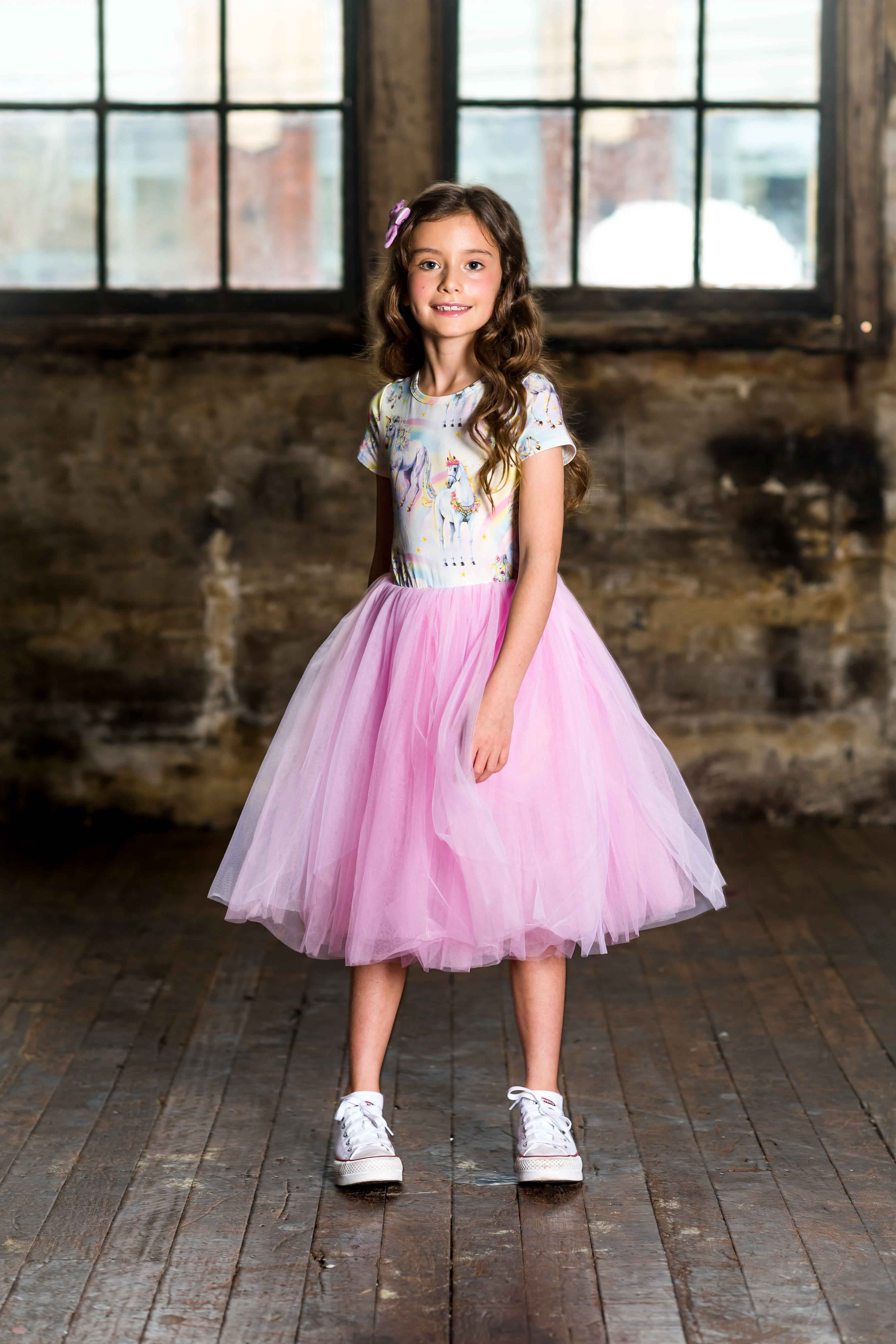 Rock Your Baby Sorbet Unicorn Short Sleeve Flounce Dress - Image 2