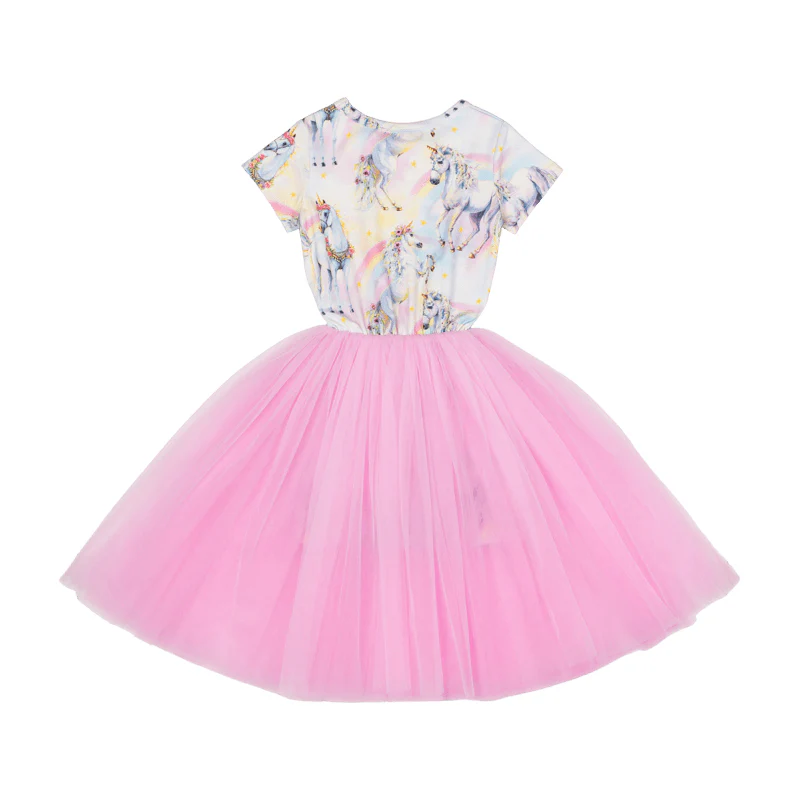Rock Your Baby Sorbet Unicorn Short Sleeve Flounce Dress - Image 3