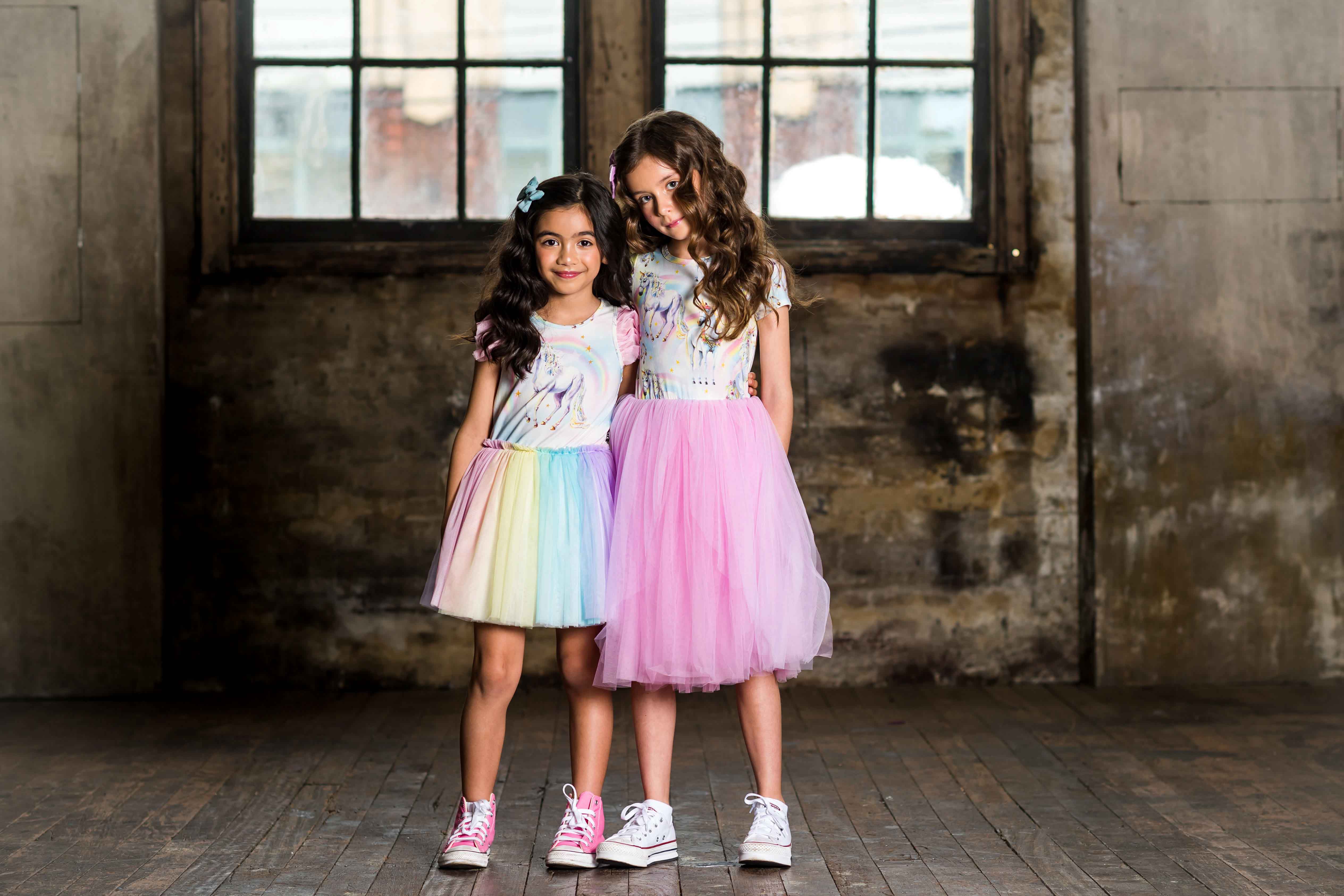 Rock Your Baby Sorbet Unicorn Singlet Circus Dress With Shoulder Frills - Image 4
