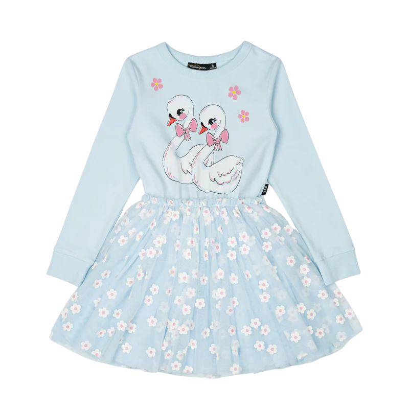 Rock Your Baby Swans Long Sleeve Circus Dress