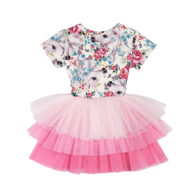 Rock Your Baby Unicorn Lullaby Short Sleeve Tiered Circus Dress - Image 3