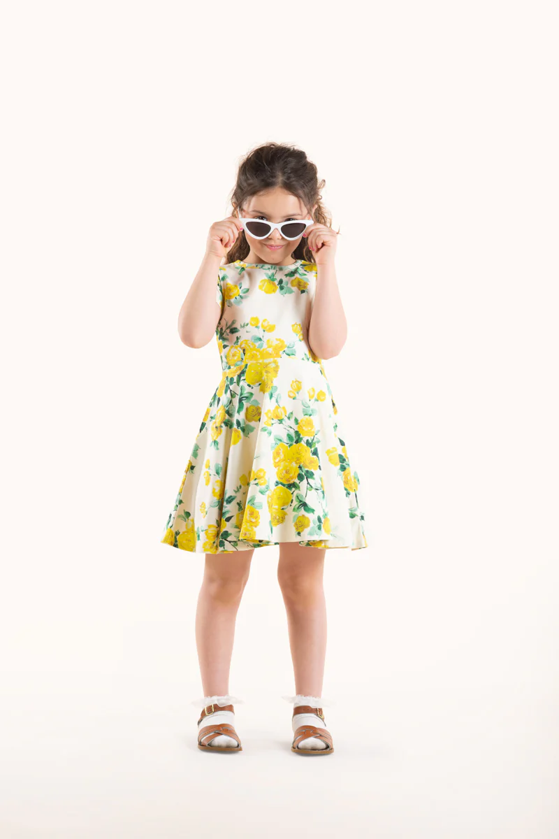 Rock Your Baby Waisted Dress - Yellow Roses - Image 2
