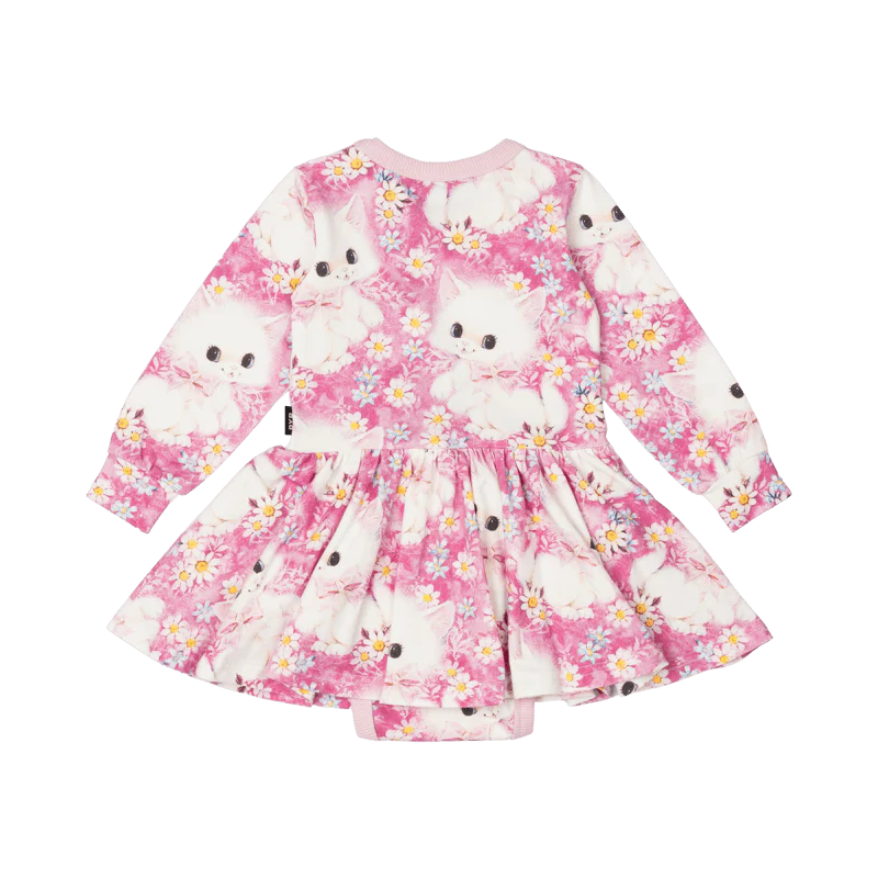 Rock Your Baby White Kitten Baby Waisted Dress - Image 2