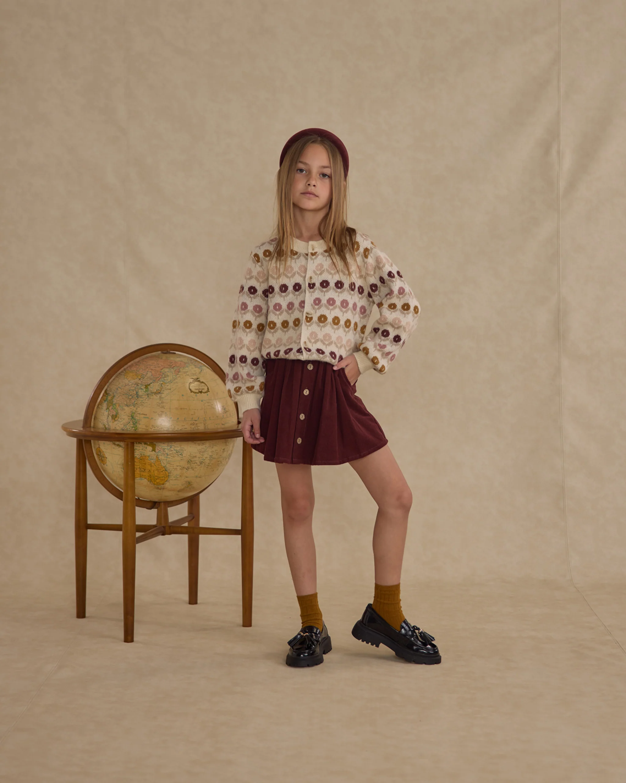Button Front Mini Skirt - Burgundy - Image 2