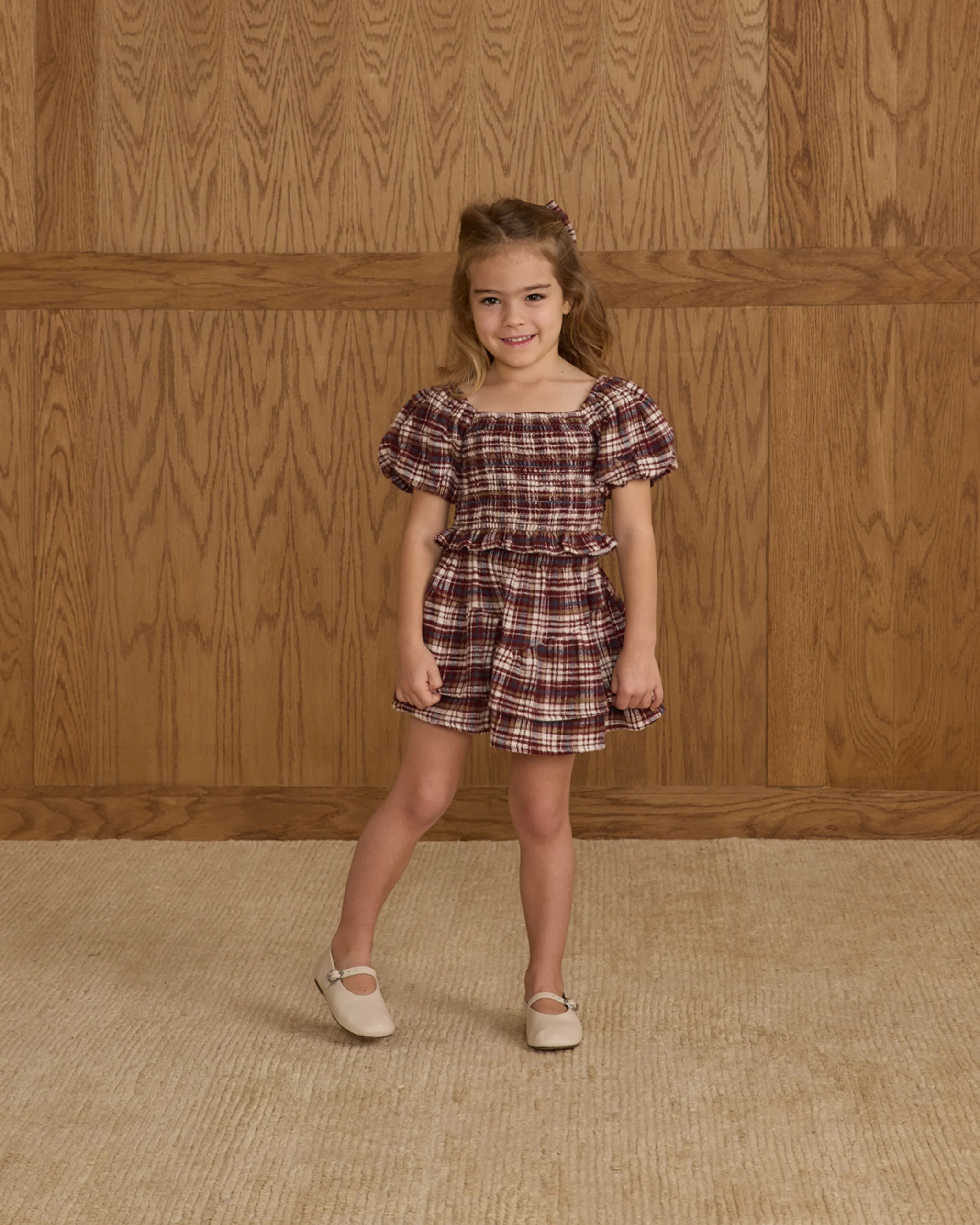 India Dress - Burgundy Plaid - Image 6