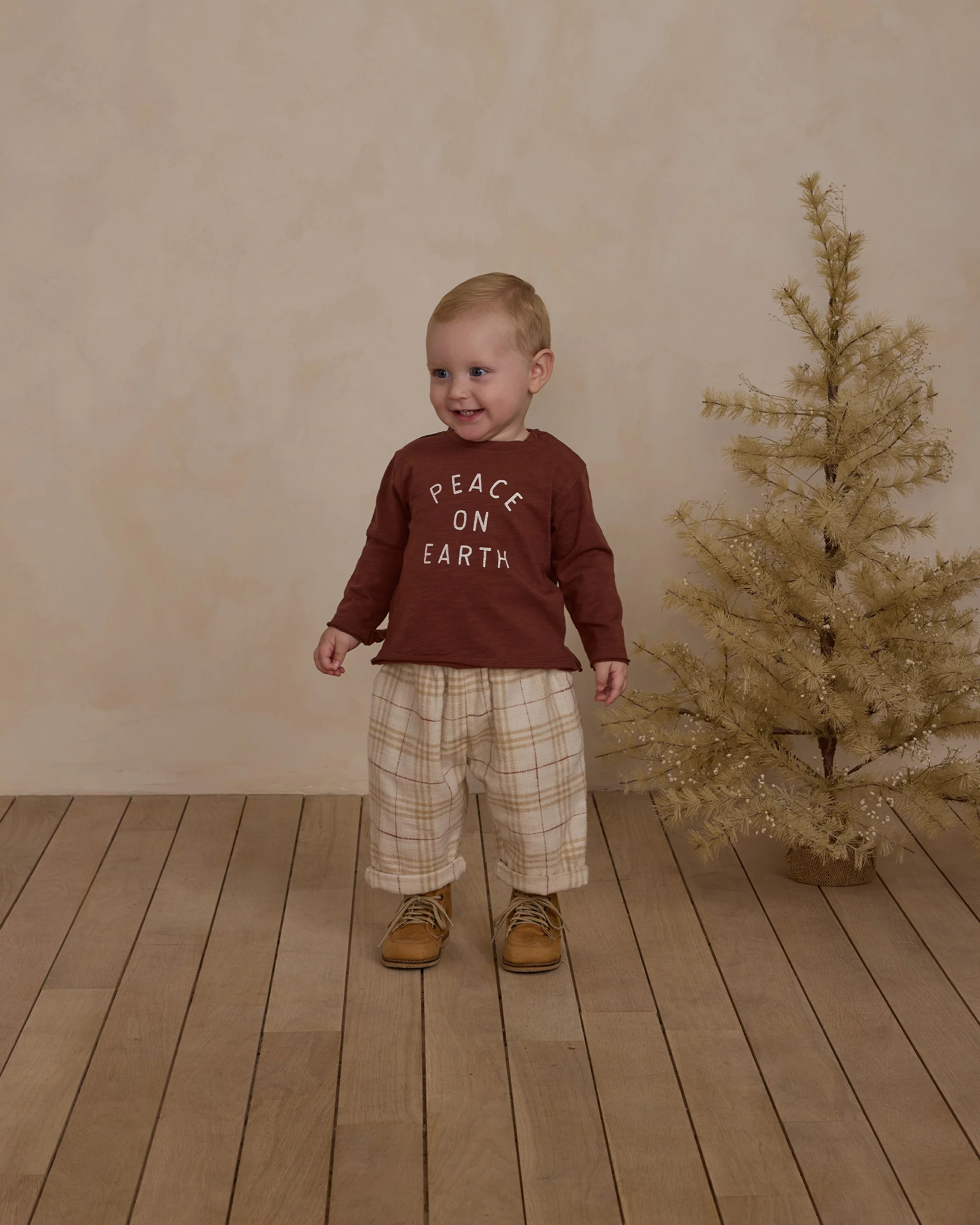 Rylee + Cru Raw Edge Long Sleeve Tee - Peace On Earth - Image 3
