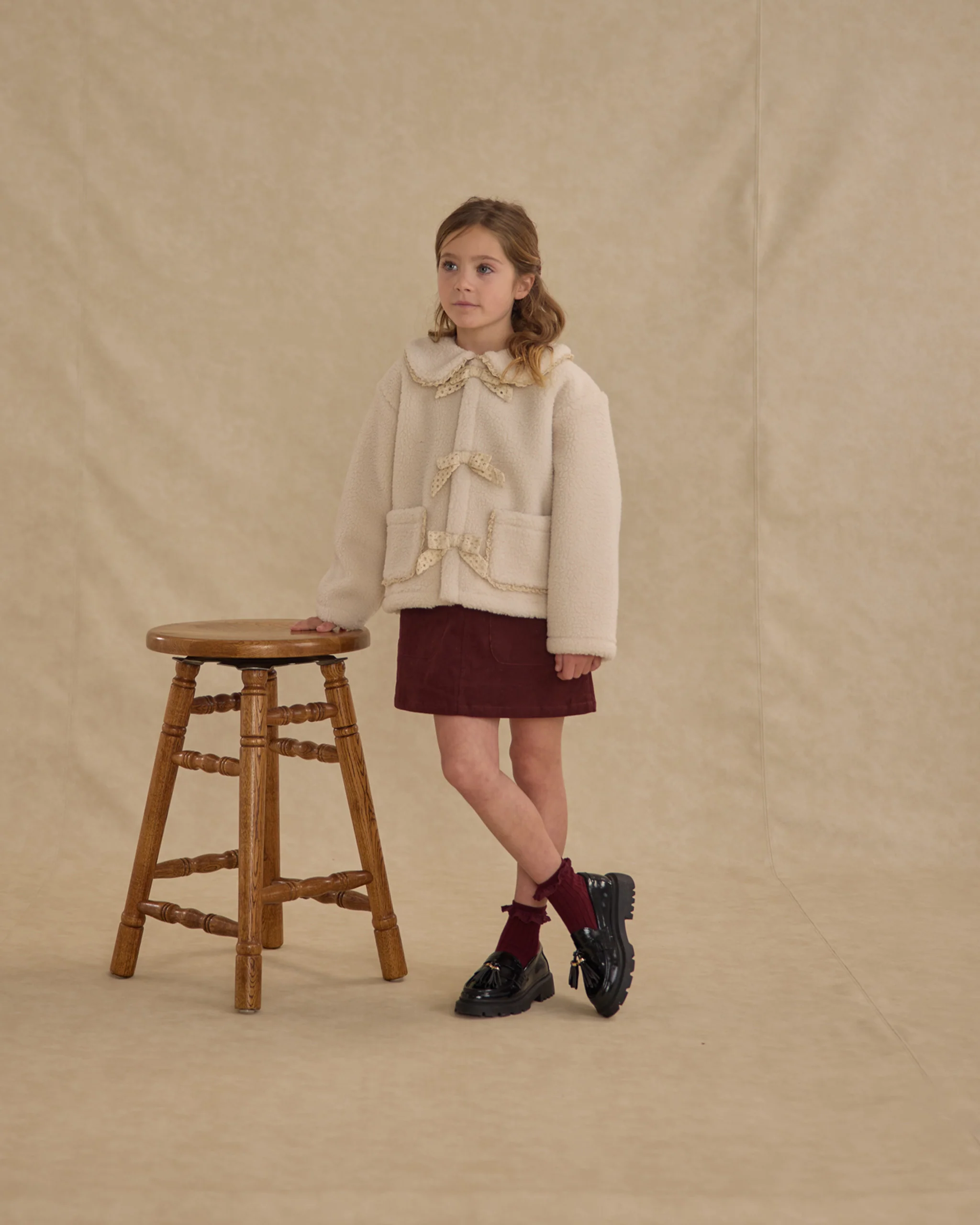 Shearling Collared Coat - Natural - Image 3