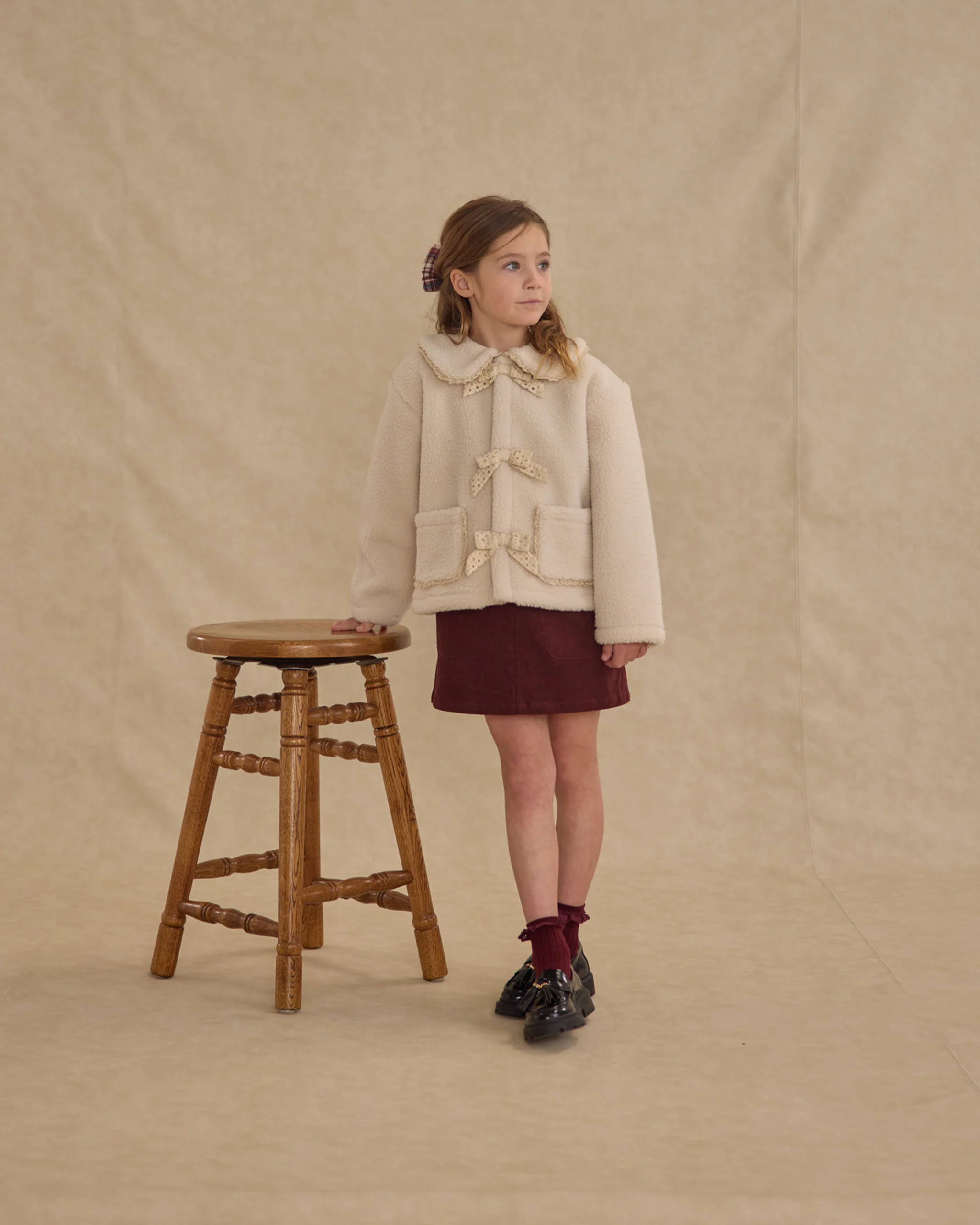Shearling Collared Coat - Natural - Image 4
