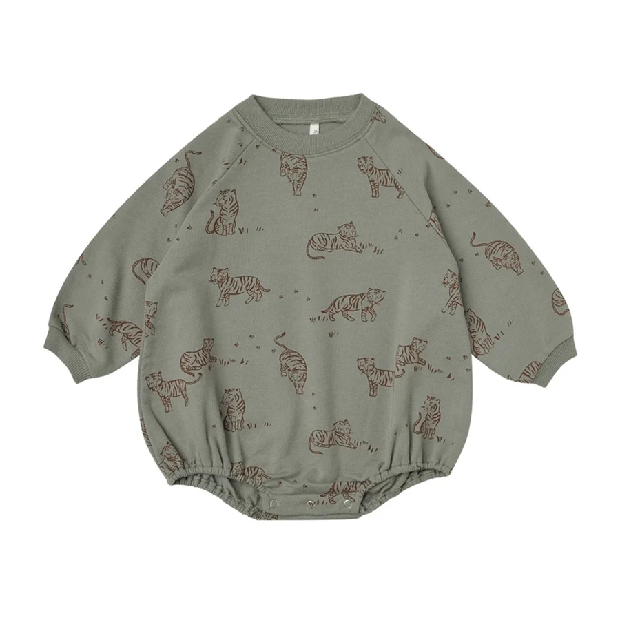 Rylee + Cru Crew Neck Romper - Tigers
