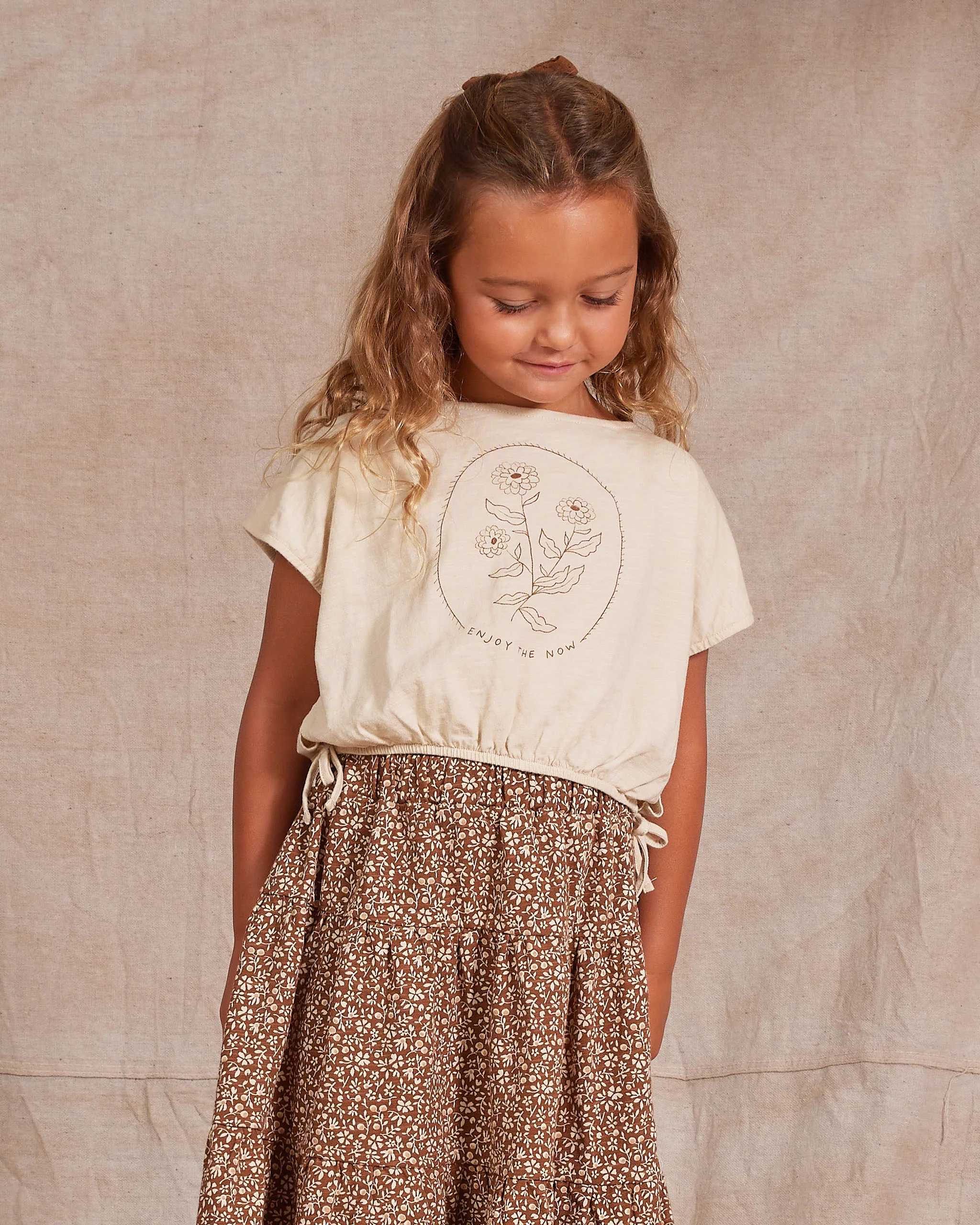 Rylee + Cru Tiered Midi Skirt - Chocolate Floral - Image 3