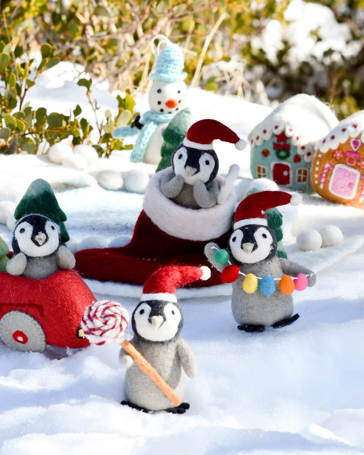 Felt Penguin in Toy Car and Christmas Tree - Image 3