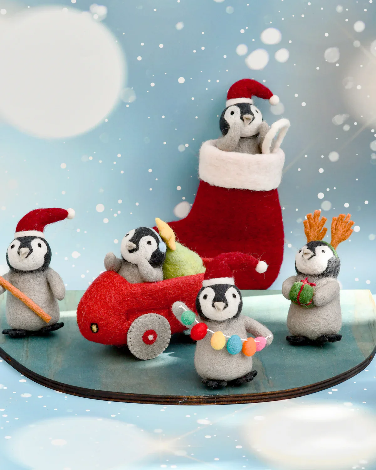 Felt Penguin in Toy Car and Christmas Tree - Image 4
