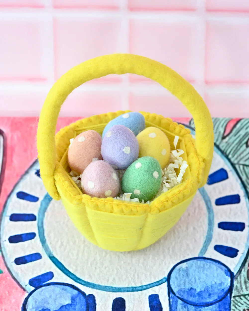 Petite Yellow Felt Easter Basket - Image 3