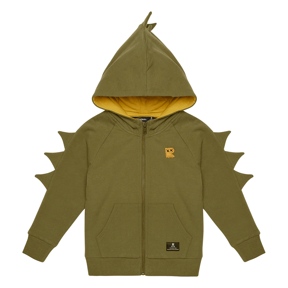 Rock Your Baby Khaki Dino Hoodie