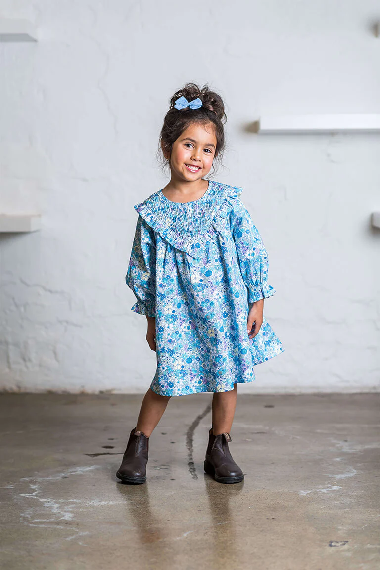Rock Your Baby Blue Floral Shirred Dress - Image 3