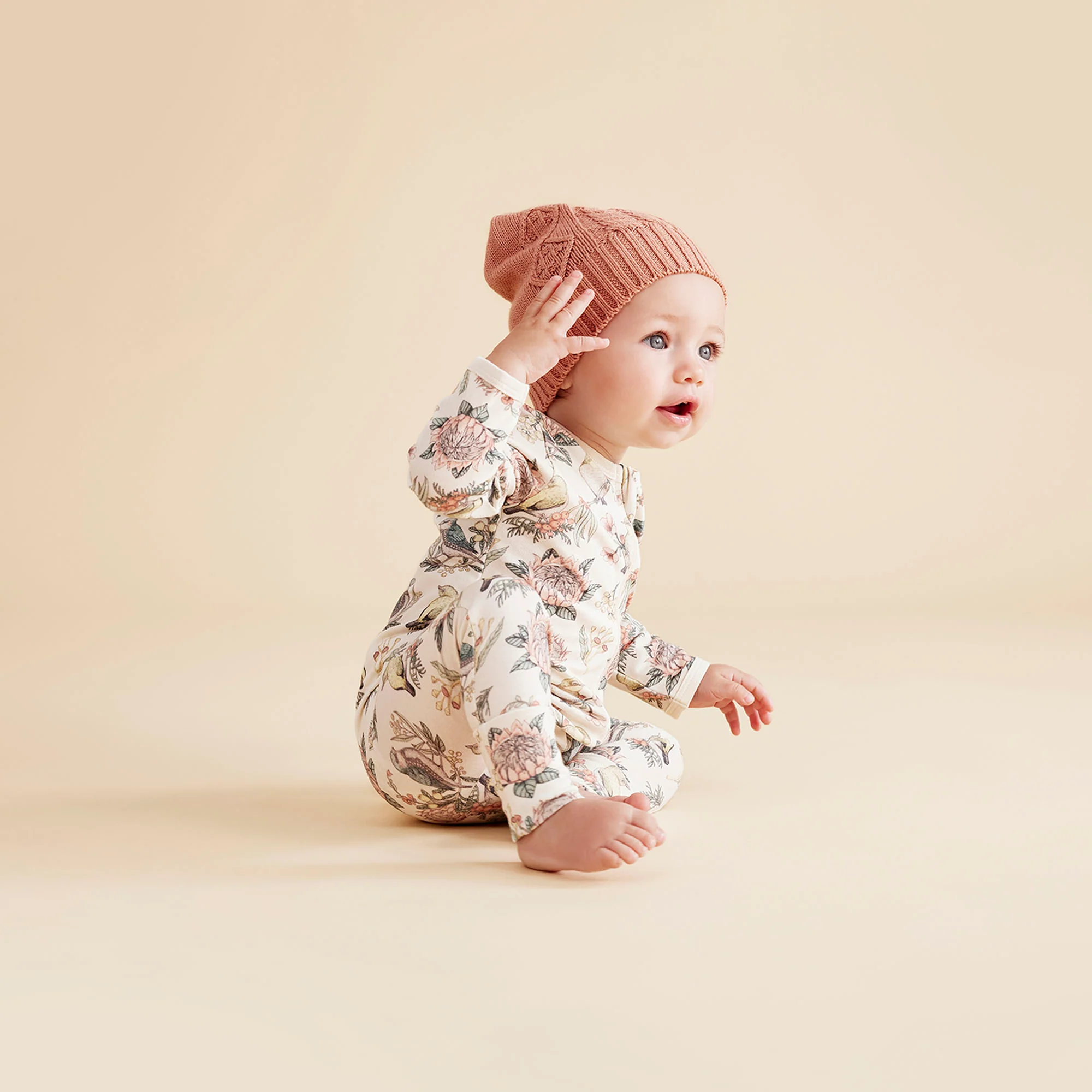 Knitted Cable Hat - Cream Tan - Image 4