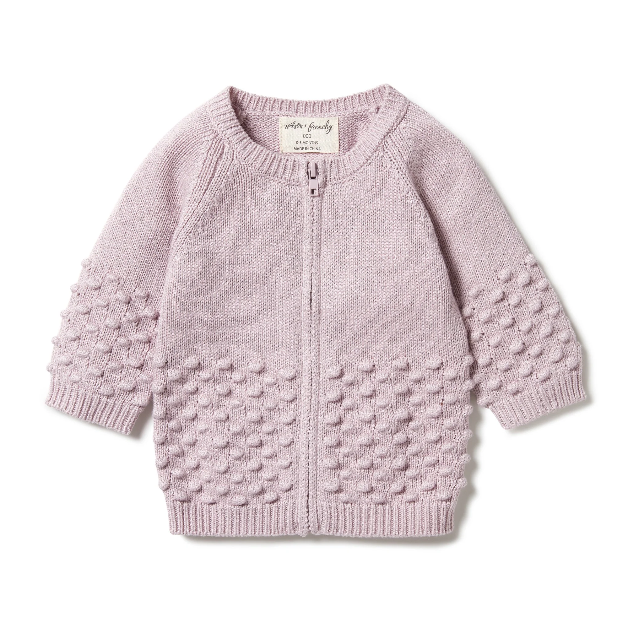 Knitted Spot Cardigan - Lilac Ash