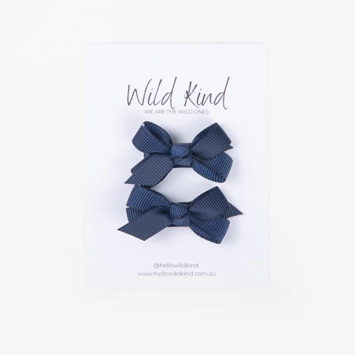 Olivia Small Bow Clips - Navy