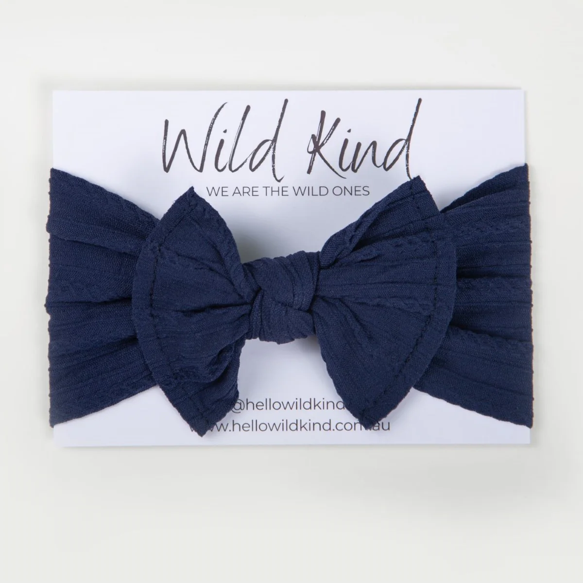 Ayla Wide Bow Headband - Navy