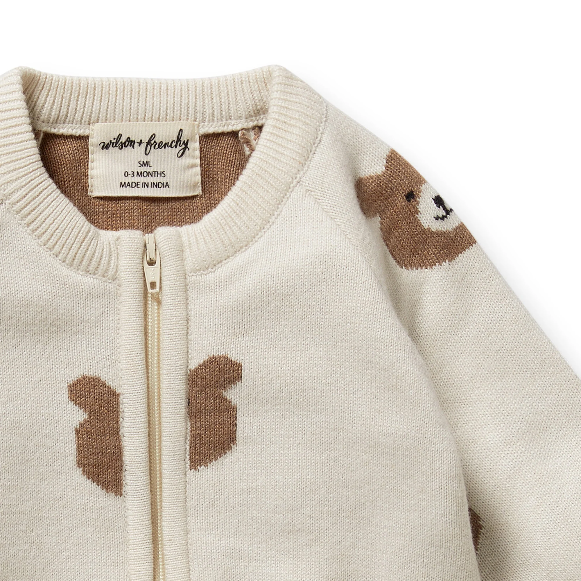 Organic Knitted Jacquard Growsuit - Beary Cute - Image 4