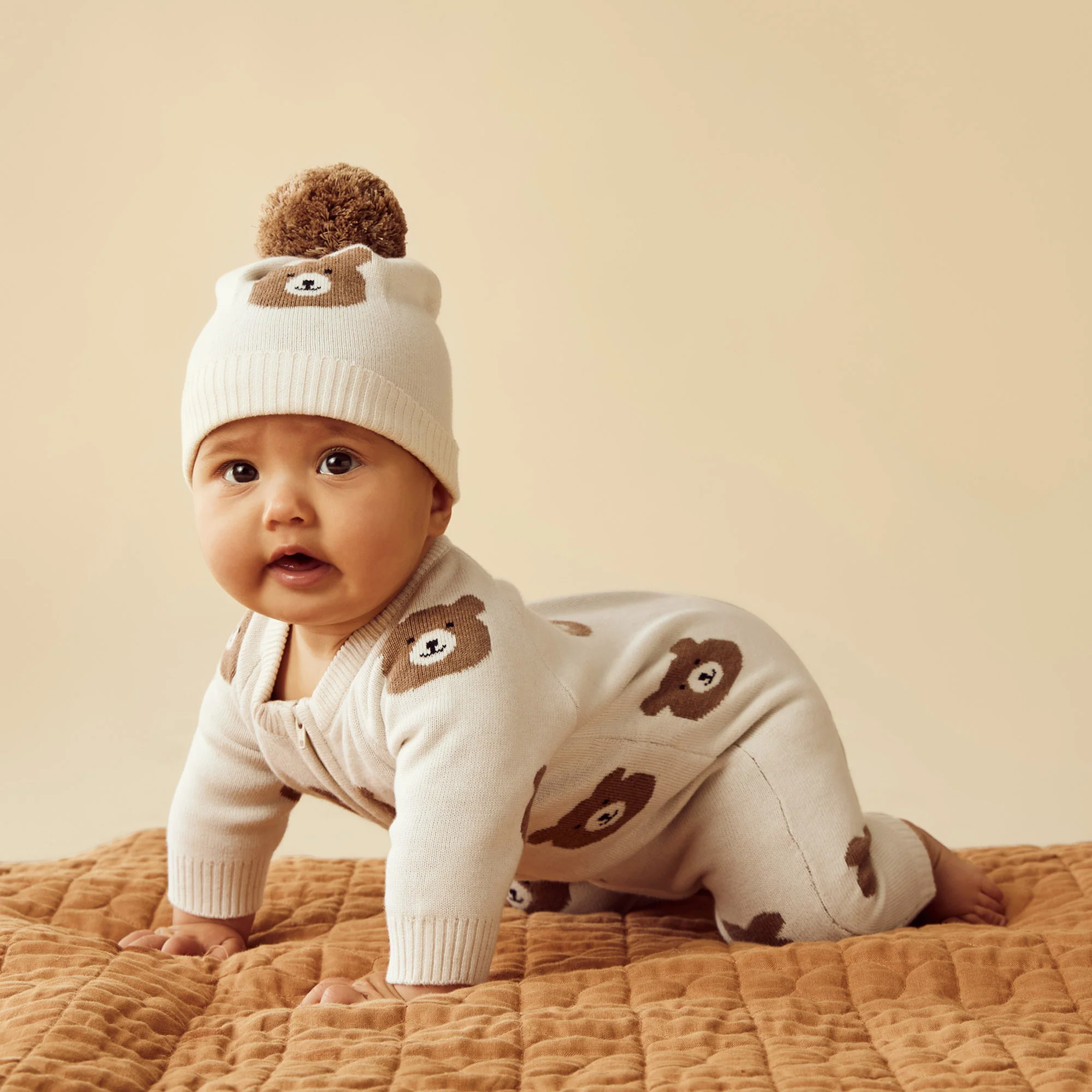 Organic Knitted Jacquard Hat - Beary Cute - Image 2