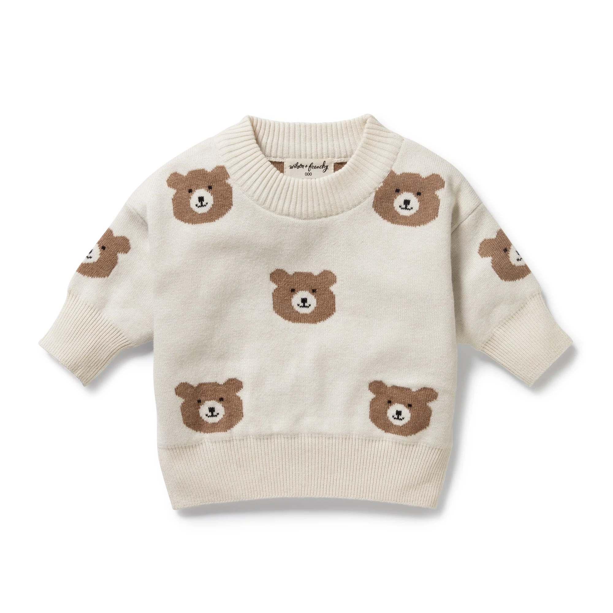 Organic Knitted Jacquard Jumper - Beary Cute
