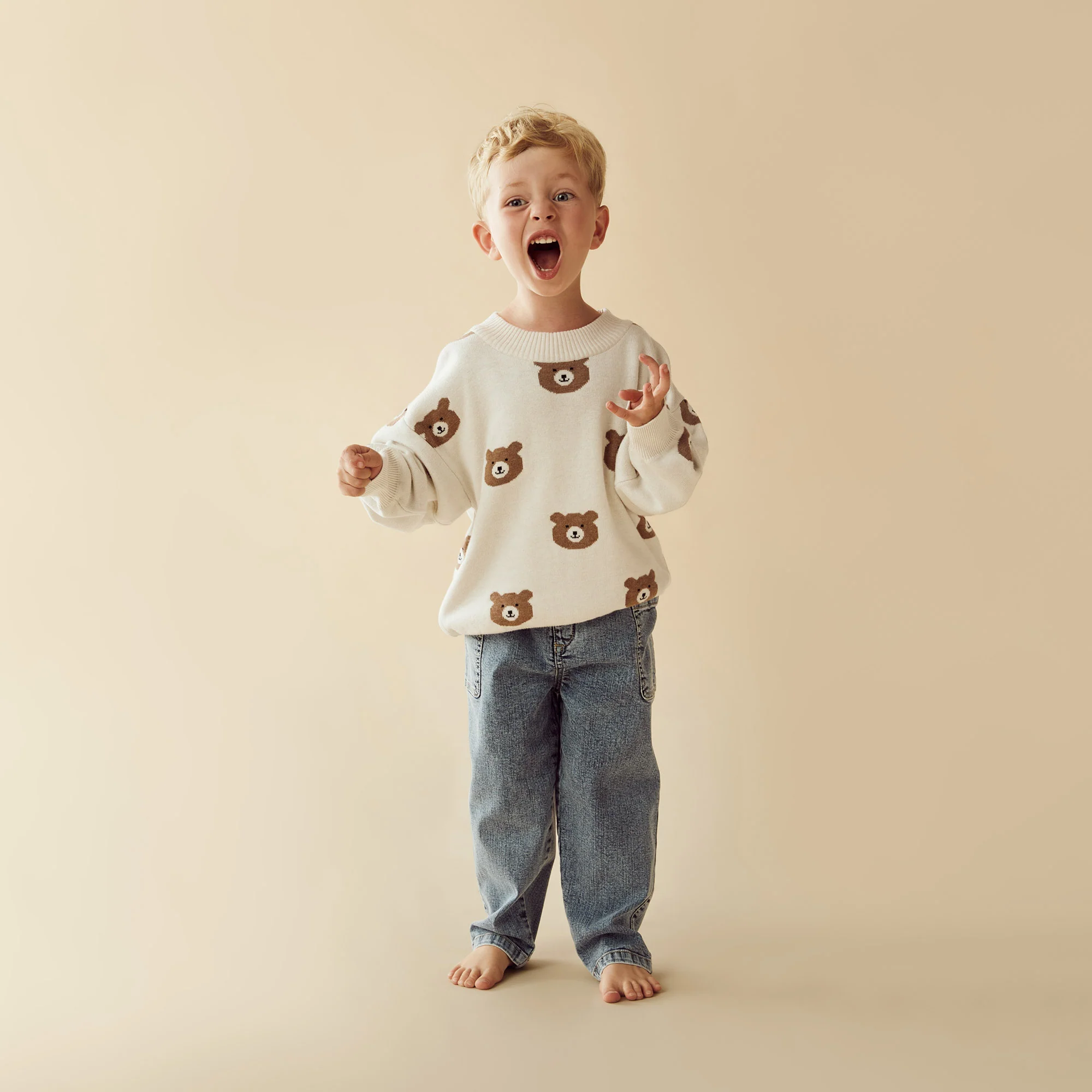 Organic Knitted Jacquard Jumper - Beary Cute - Image 2
