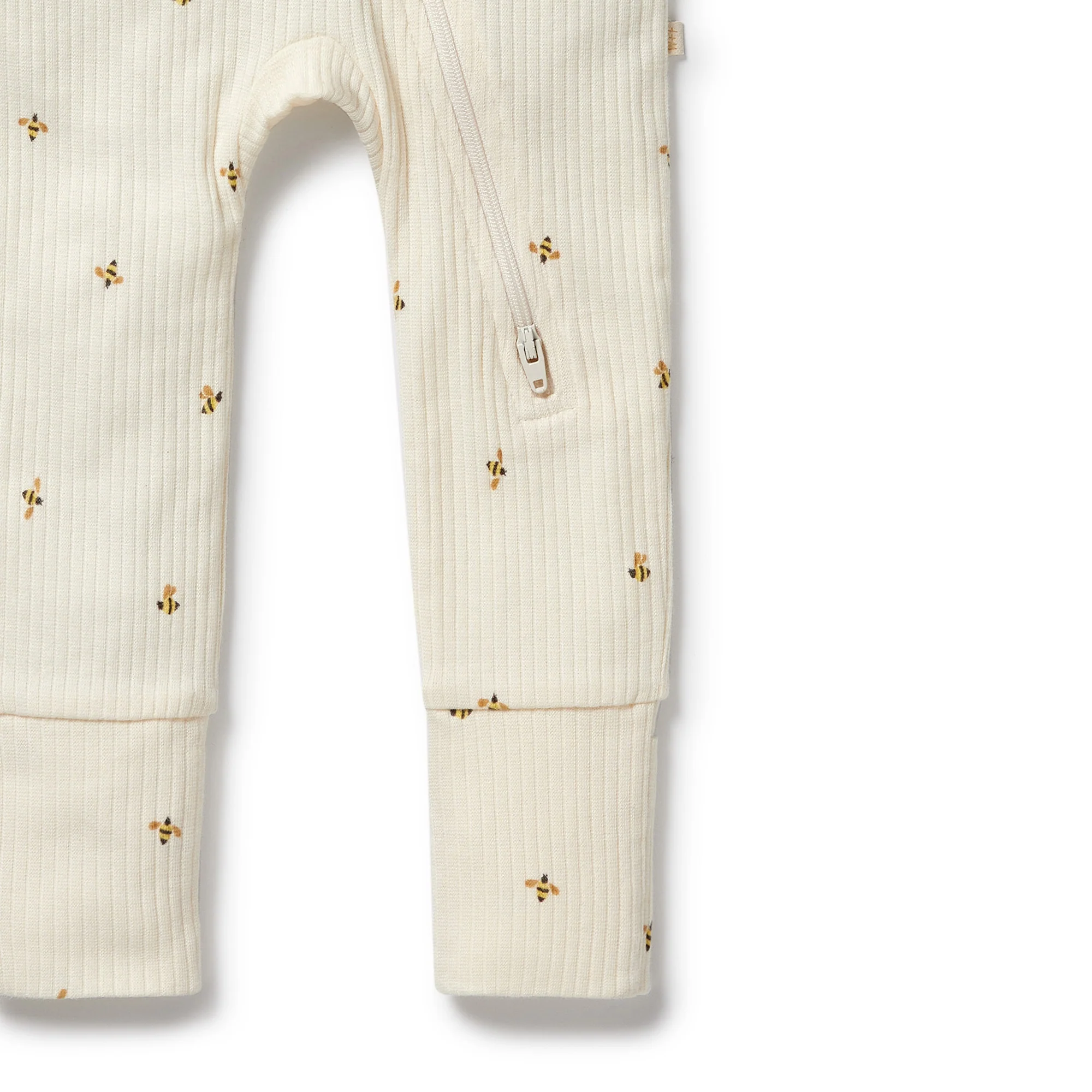 Organic Zipsuit with Feet - Bee Mine - Image 5