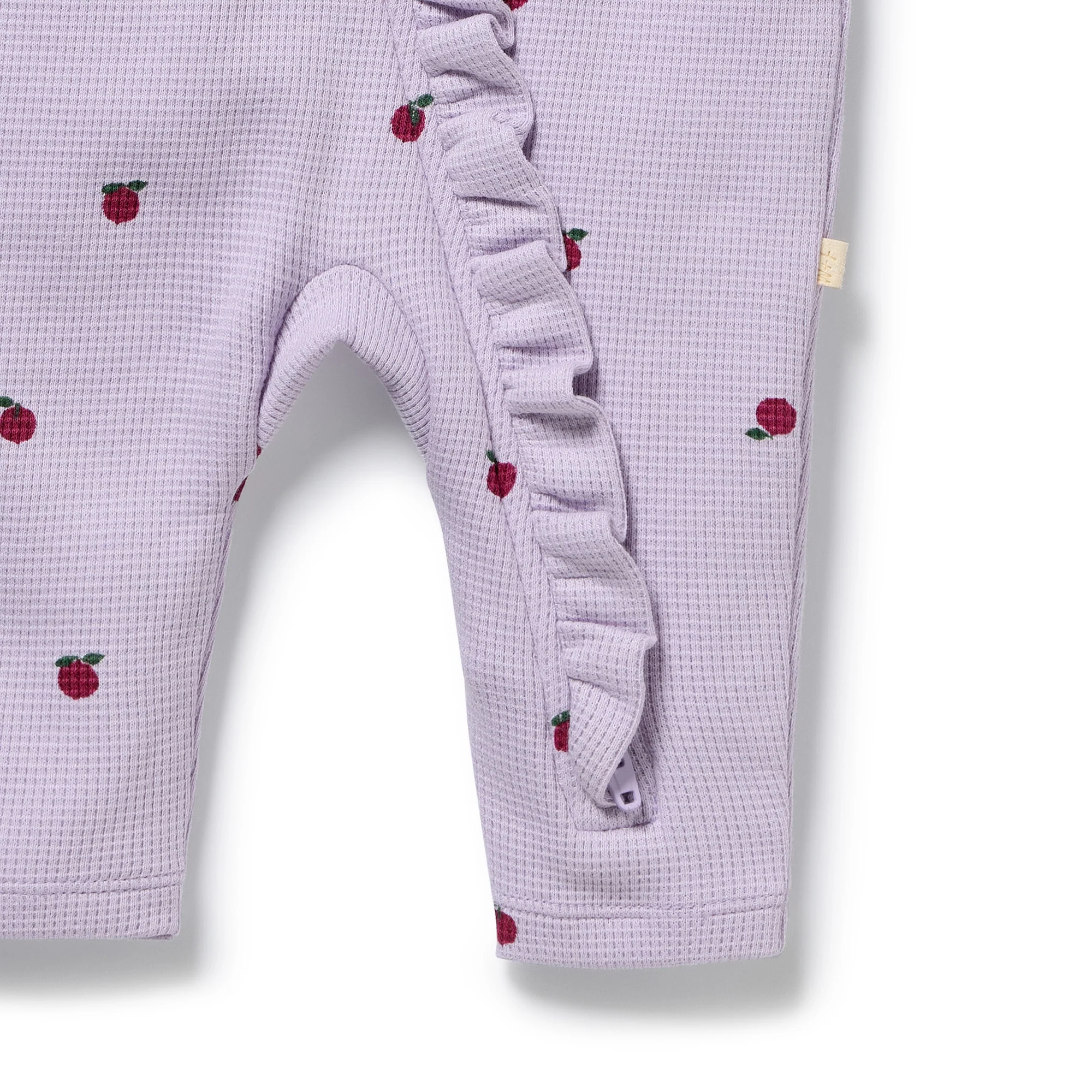 Berry Plums Organic Waffle Ruffle Zipsuit - Image 4