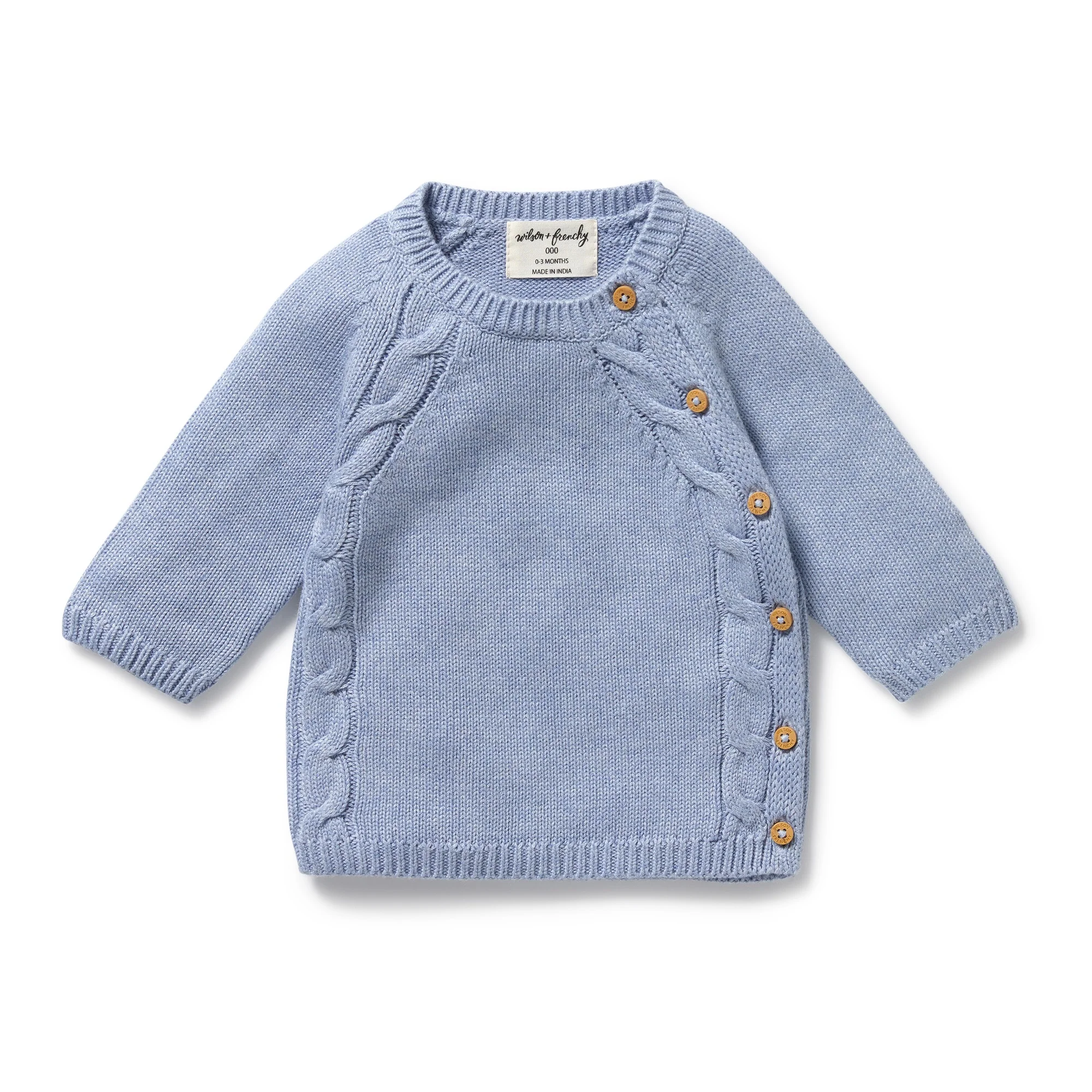 Wilson & Frenchy - Blue Speckle Organic Knitted Kimono Cardigan