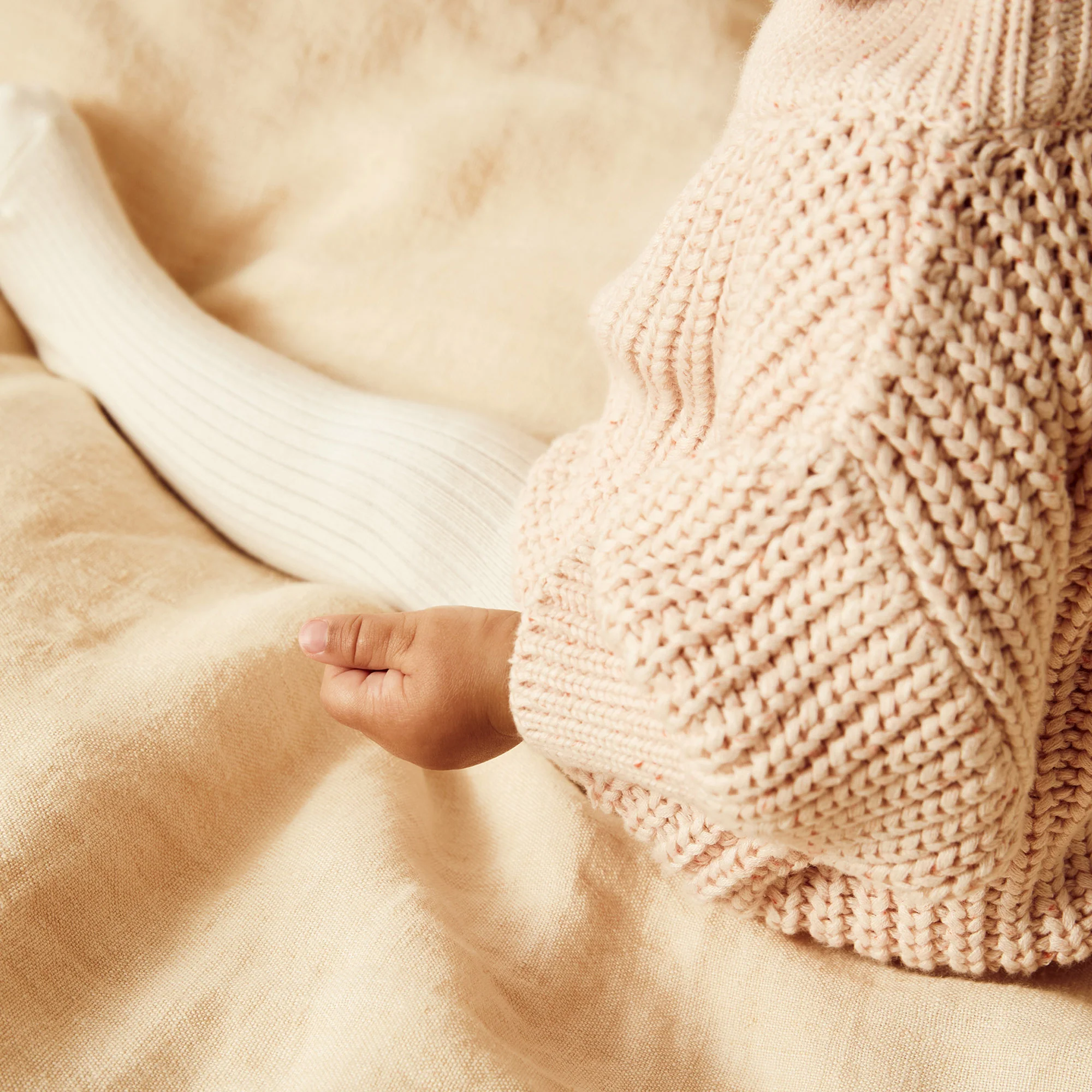 Organic Ribbed Tights - Buttermilk - Image 2