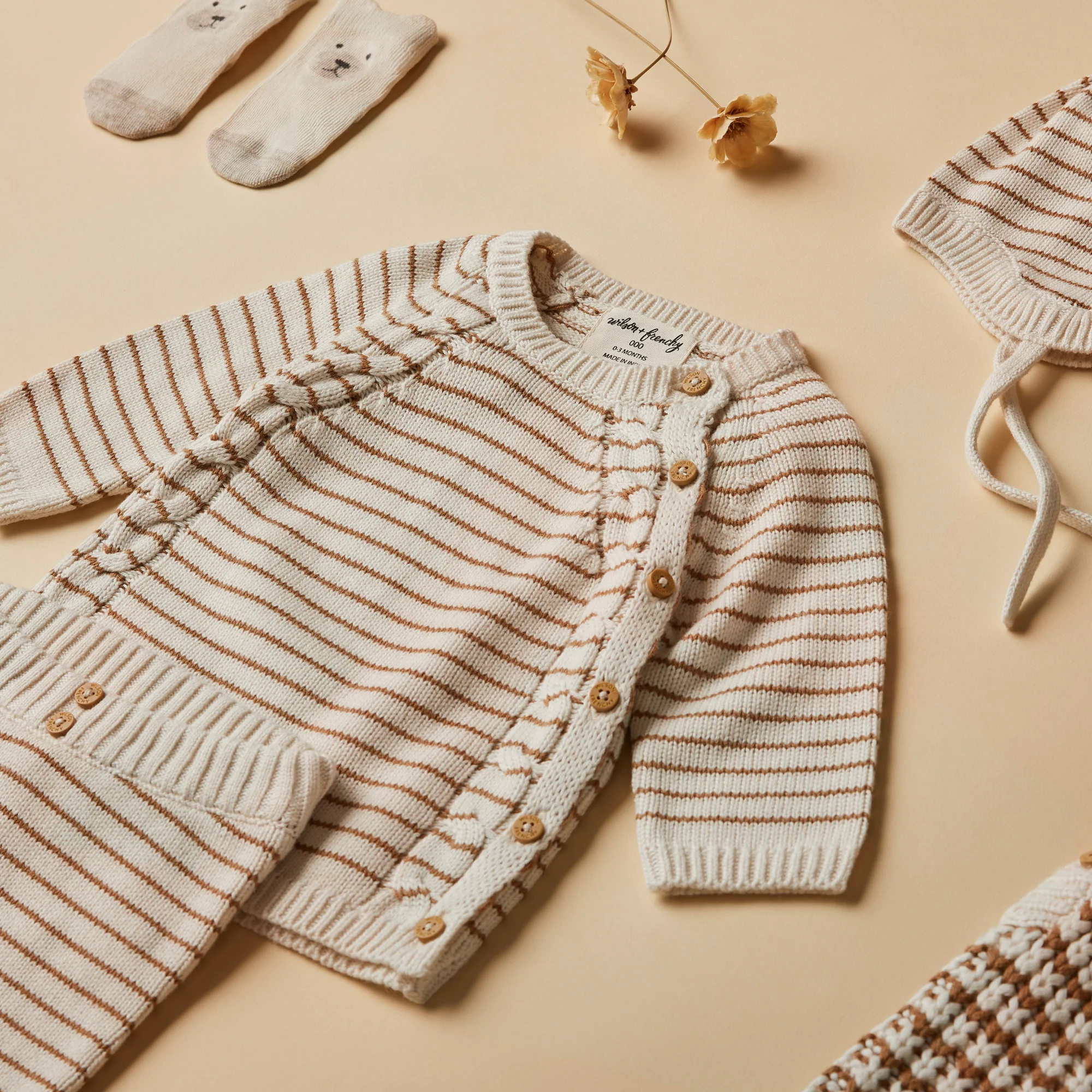 Wilson & Frenchy - Cinnamon Stripe Organic Knitted Kimono Cardigan - Image 2