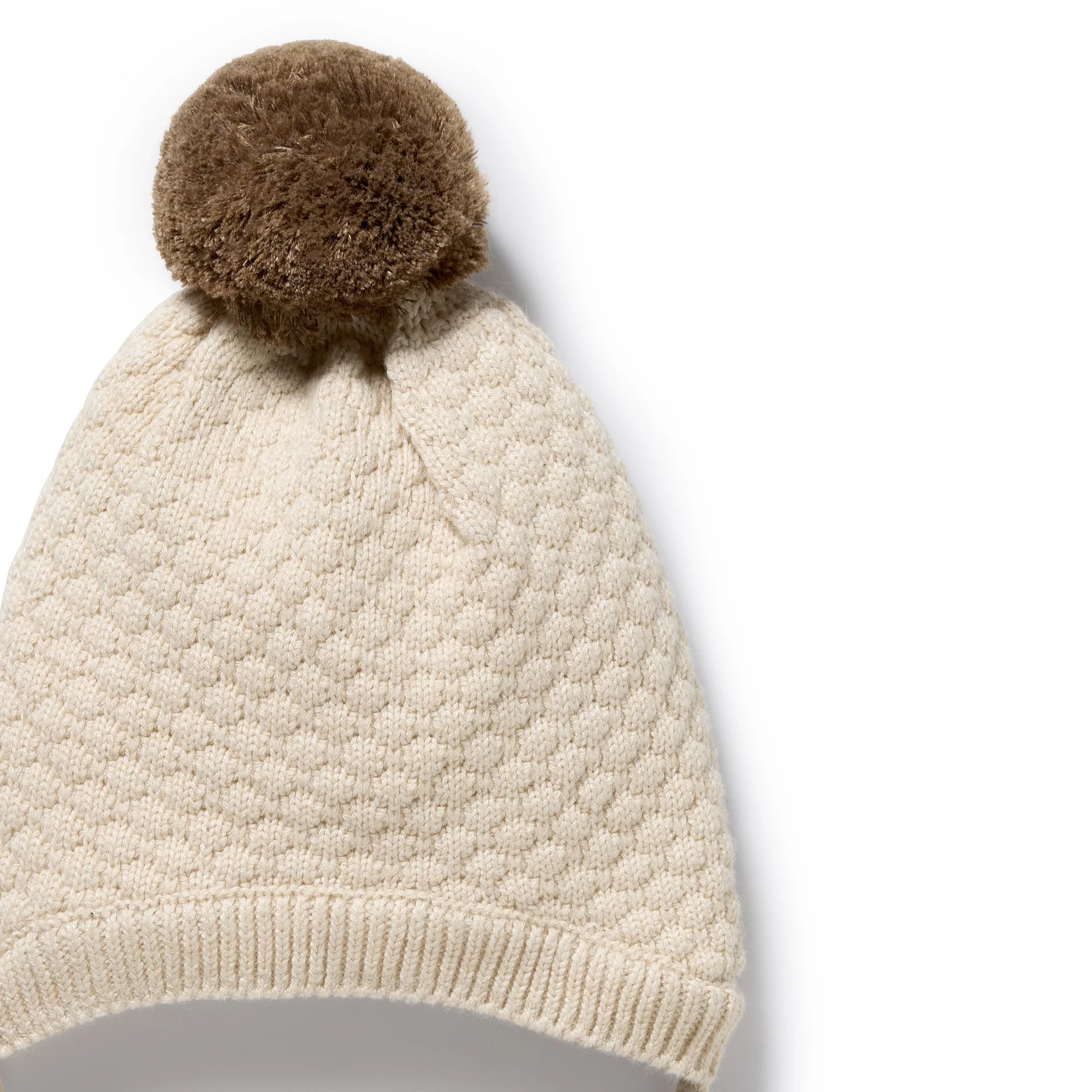 Cream Organic Knitted Bubble Bonnet - Image 3