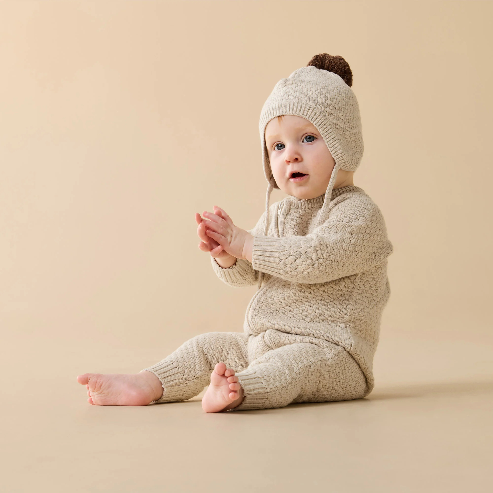 Cream Organic Knitted Bubble Growsuit - Image 2