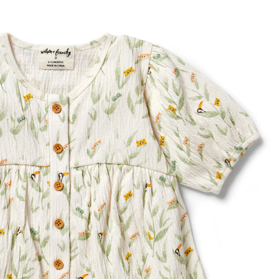 Crinkle Button Dress - Peek-a-Boo - Image 3