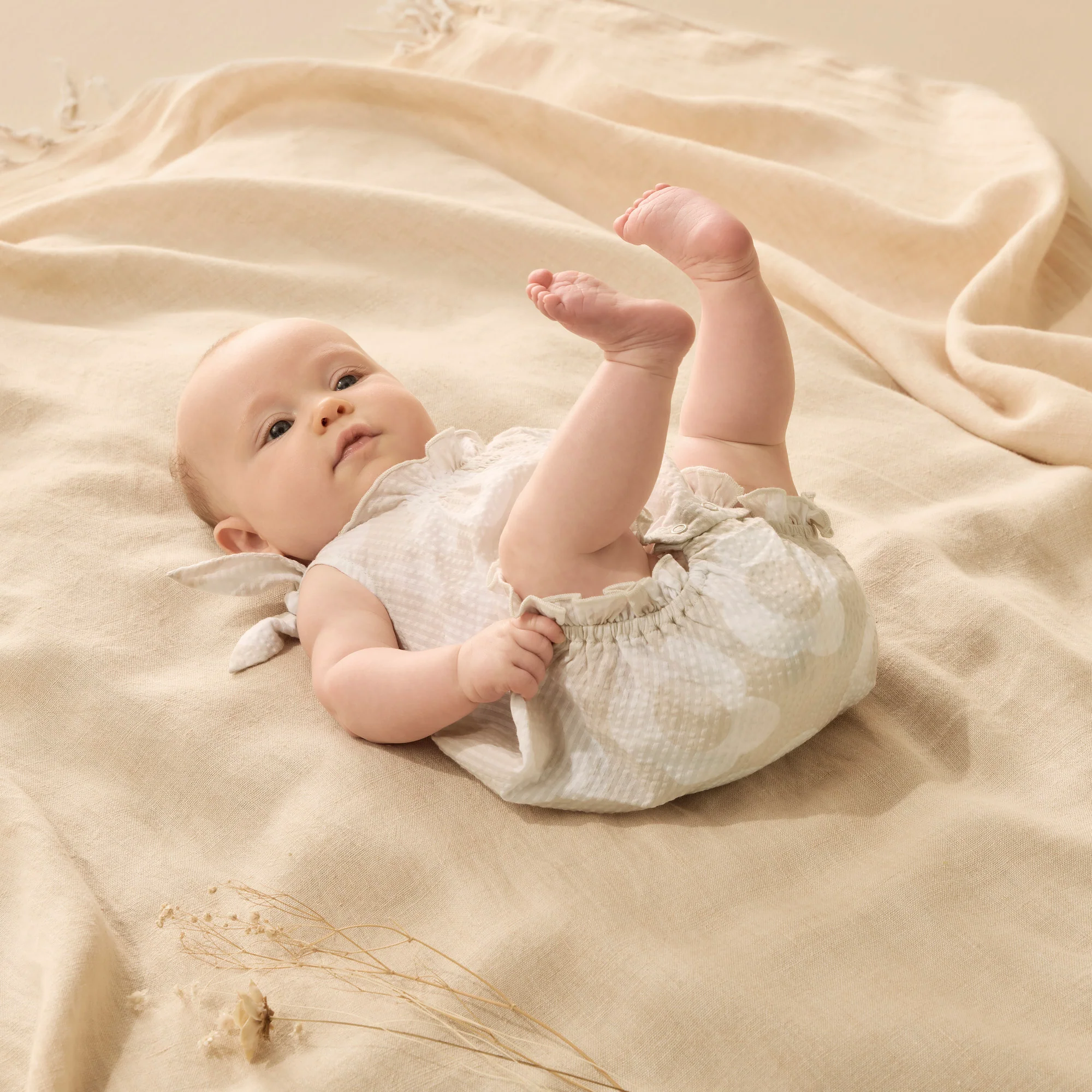 Organic Tie Playsuit - Daisy Bloom - Image 2