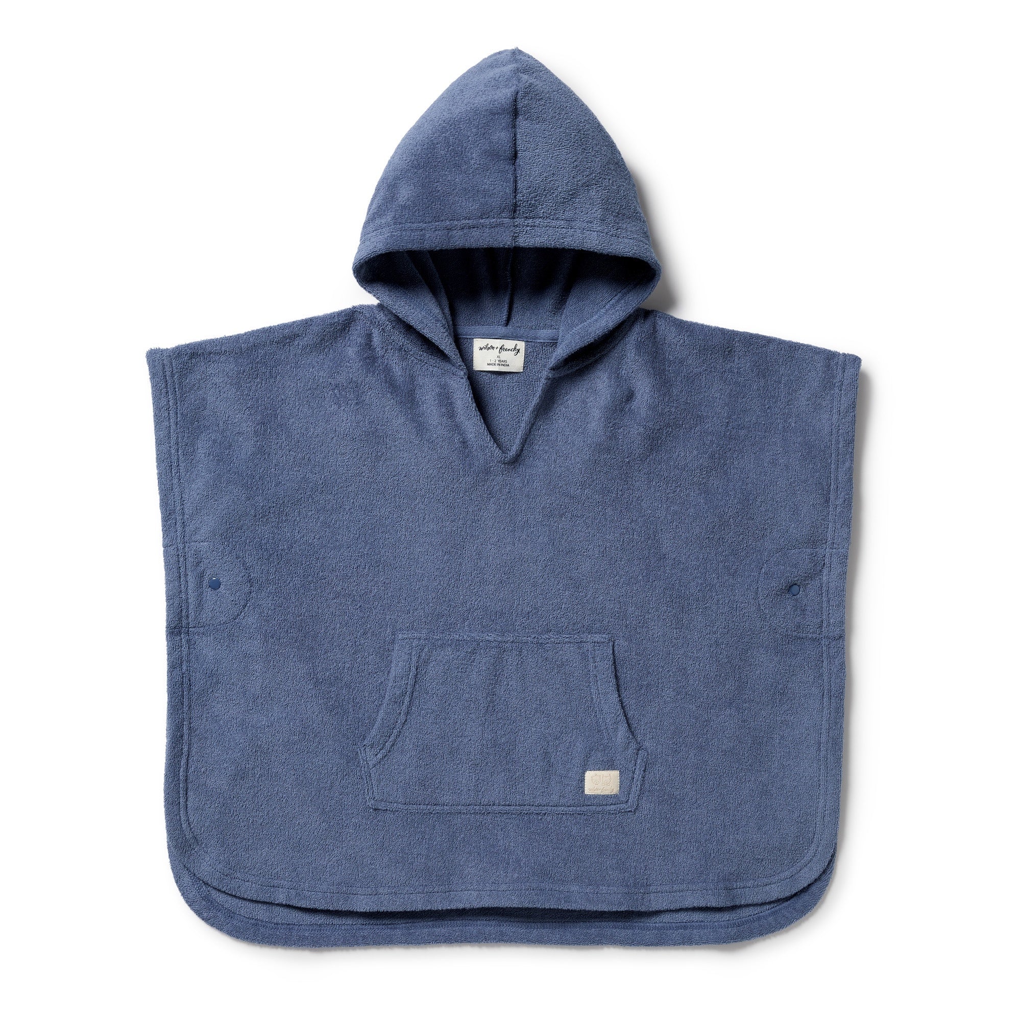 Organic Terry Hooded Poncho - Deep Blue