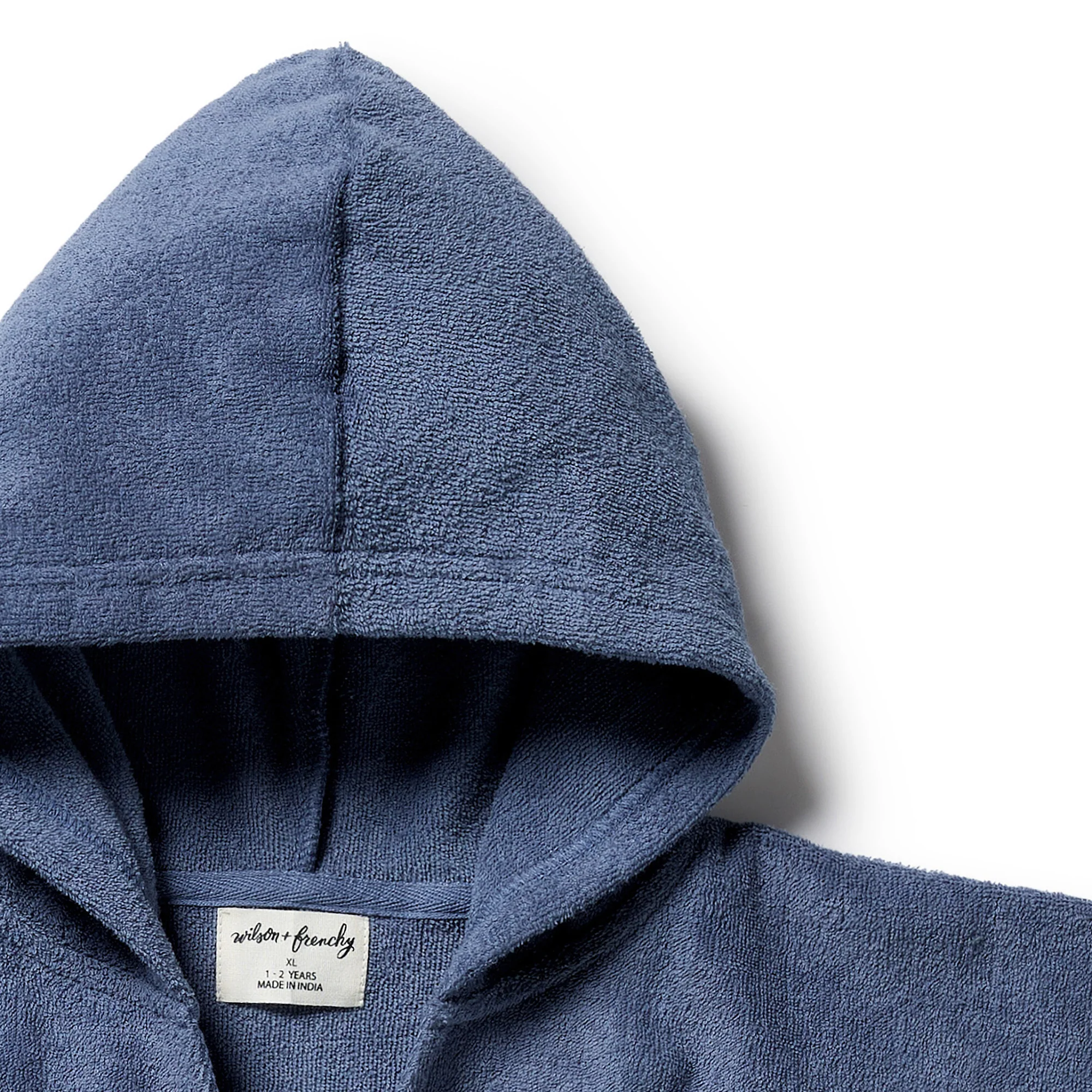 Organic Terry Hooded Poncho - Deep Blue - Image 2