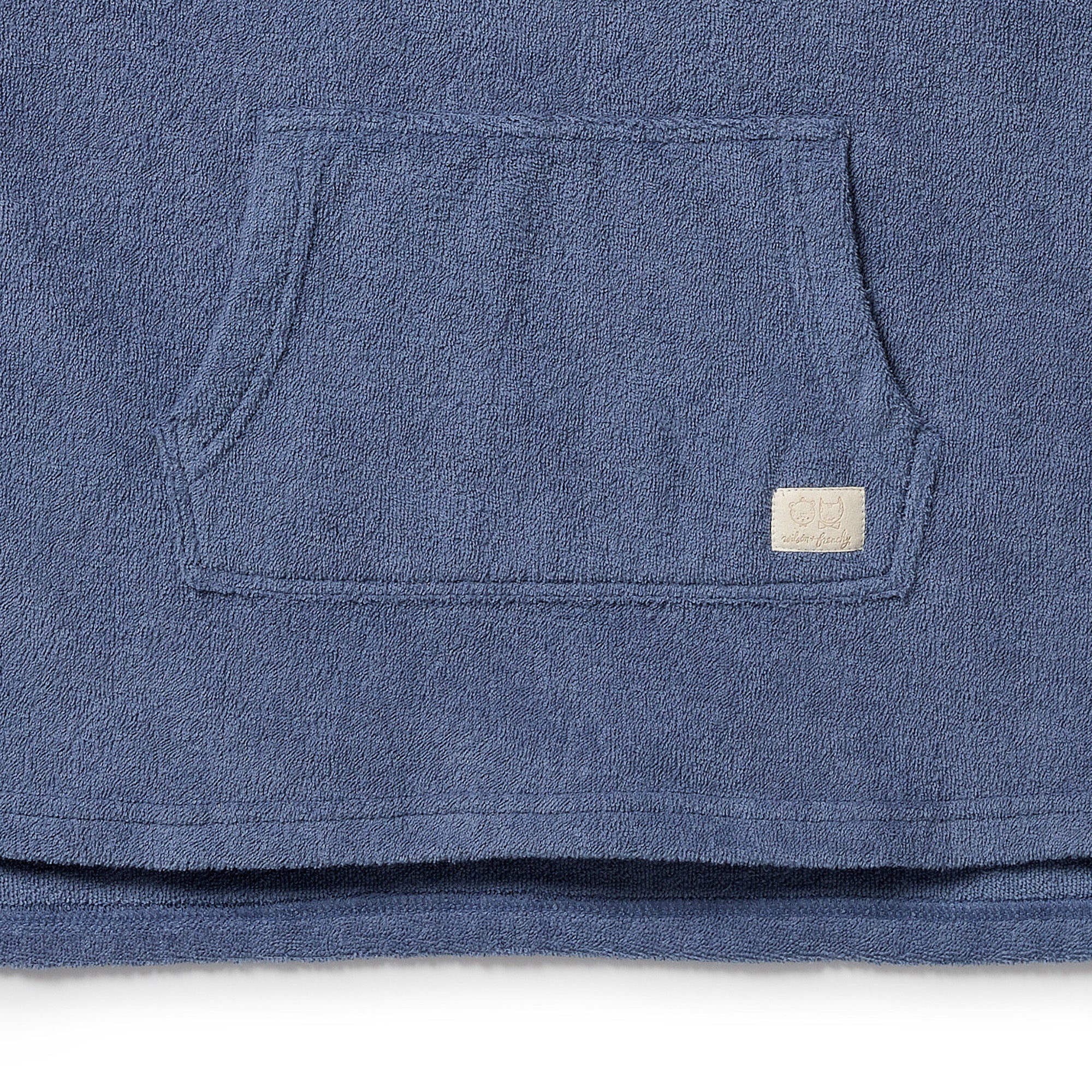 Organic Terry Hooded Poncho - Deep Blue - Image 3