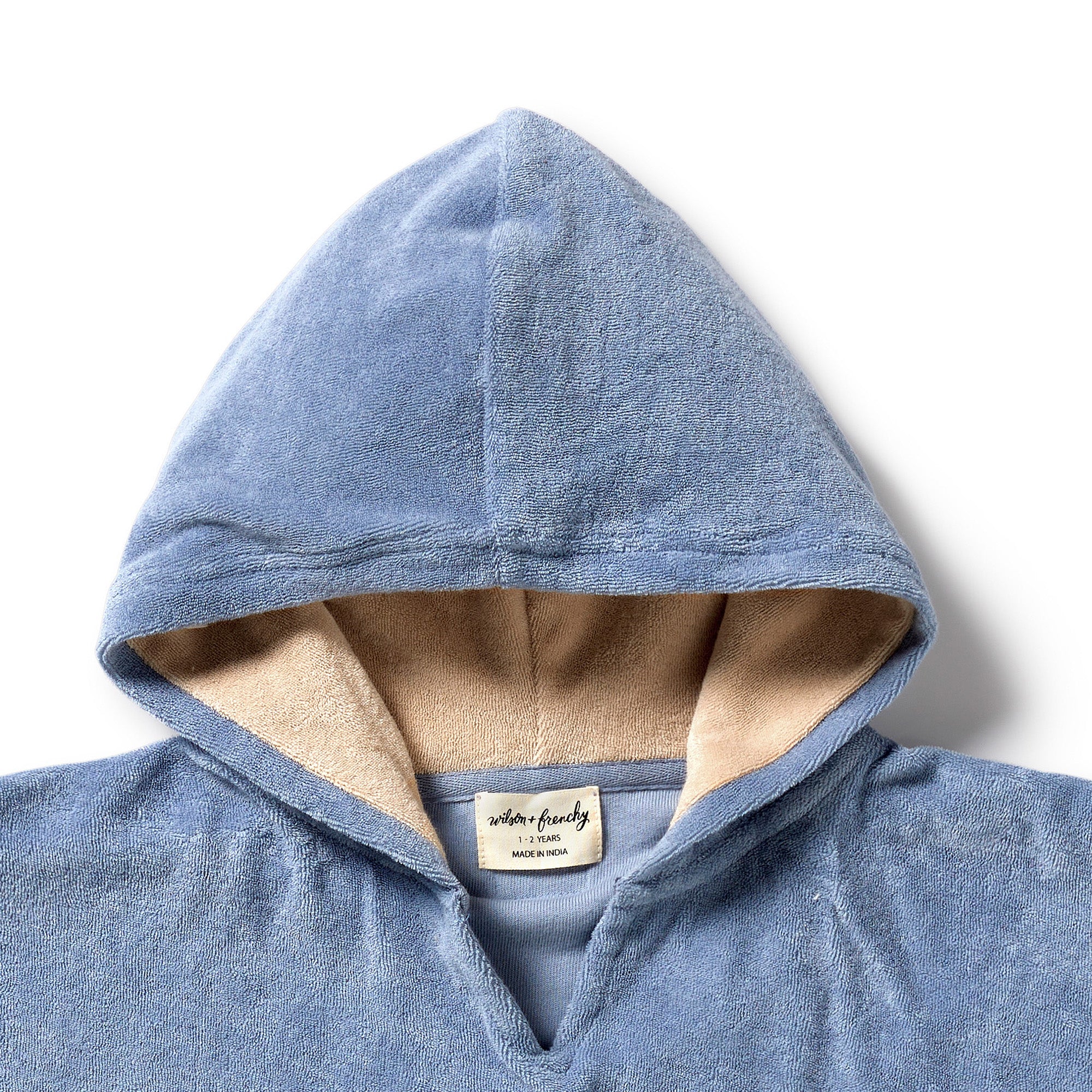 Dusty Blue Organic Terry Hooded Poncho - Image 3
